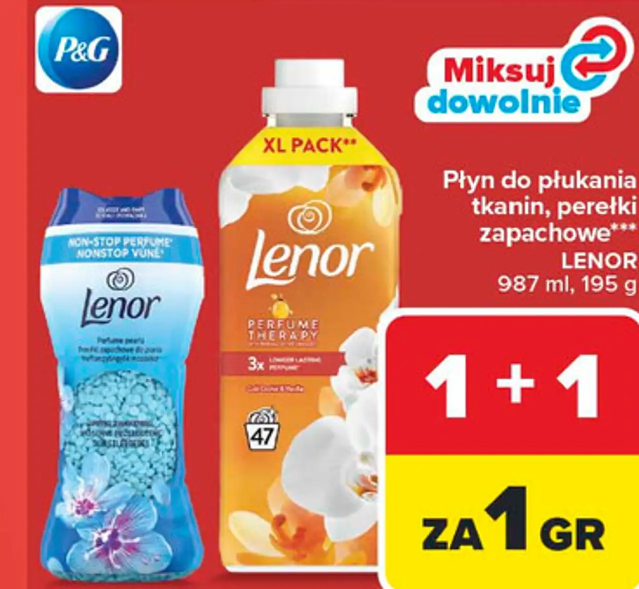 Płyn do płukania tkanin, perełki zapachowe*** LENOR 987 ml, 195 g