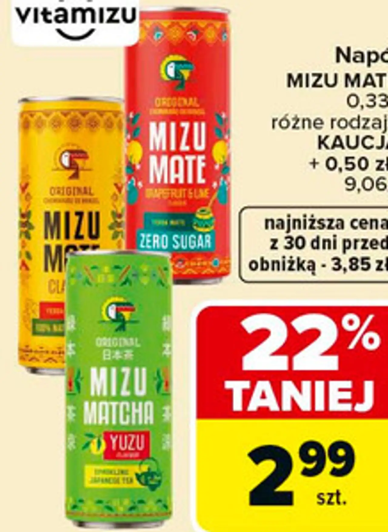 Napój MIZU MATE różne rodzaje 0,33 l
