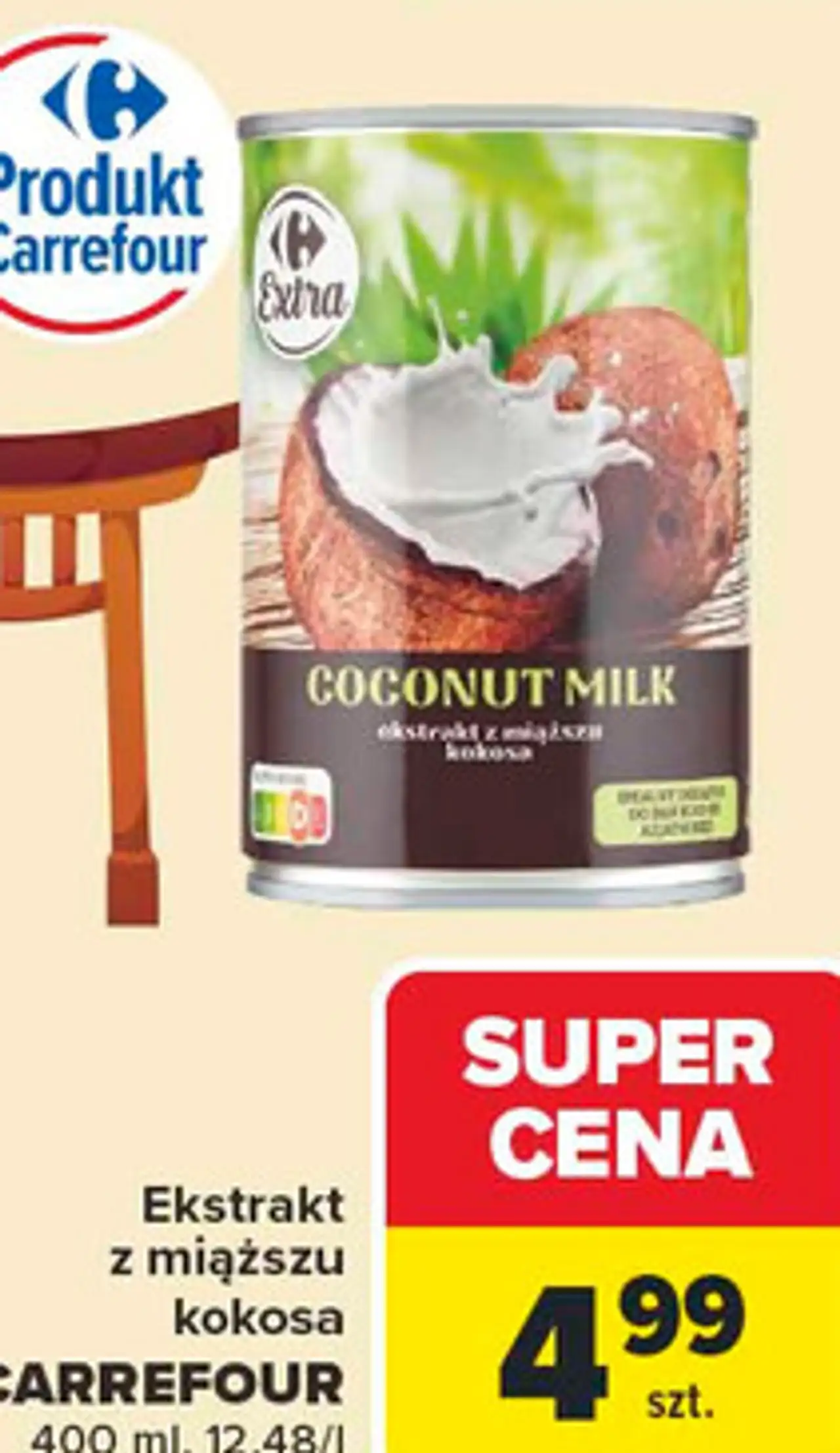 Ekstrakt z miąższu kokosa CARREFOUR 400 ml