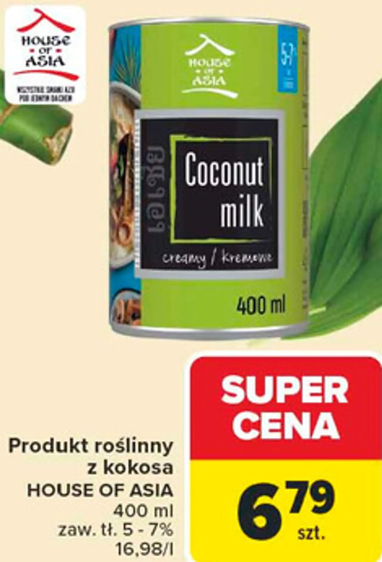 Produkt roślinny z kokosa HOUSE OF ASIA 400 ml zaw. tł. 5 - 7%