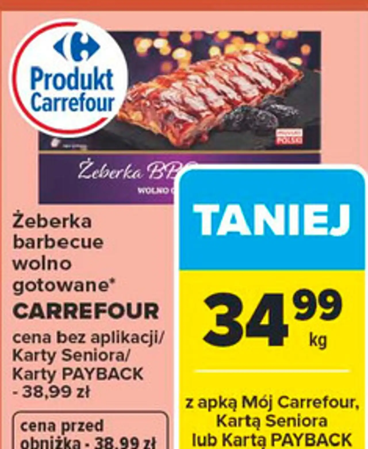 Żeberka barbecue wolno gotowane
