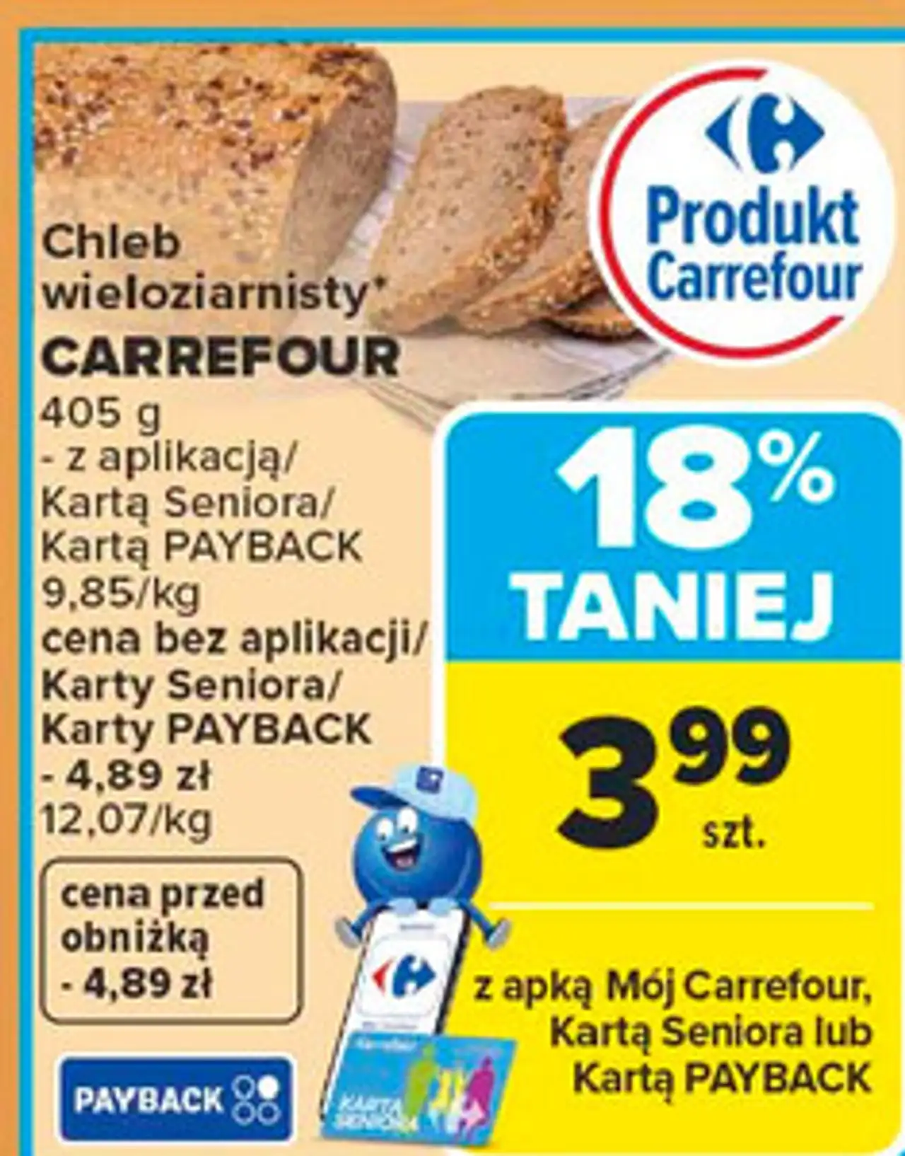 Chleb wieloziarnisty Carrefour 405 g