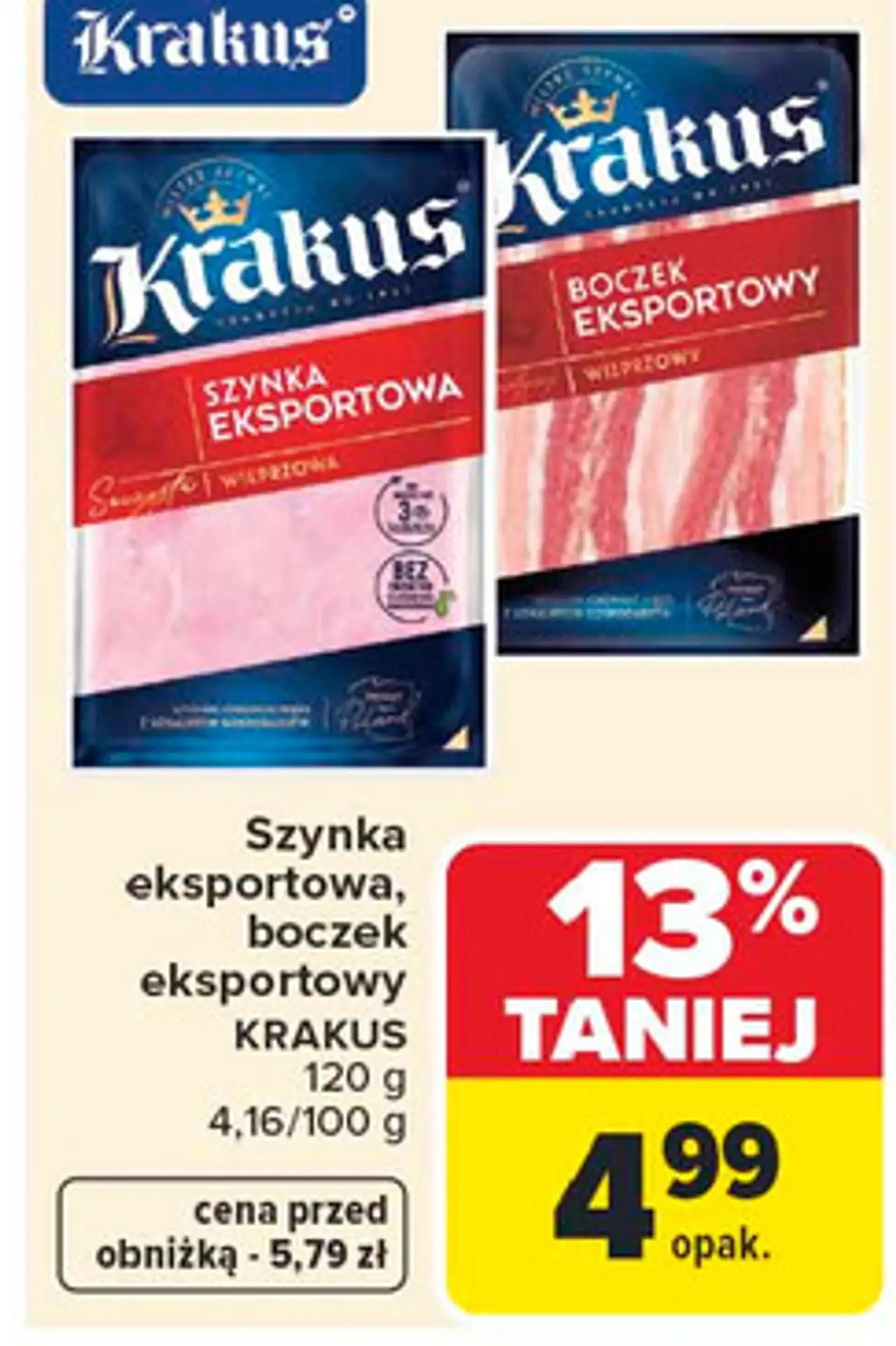 Szynka eksportowa, boczek eksportowy KRAKUS