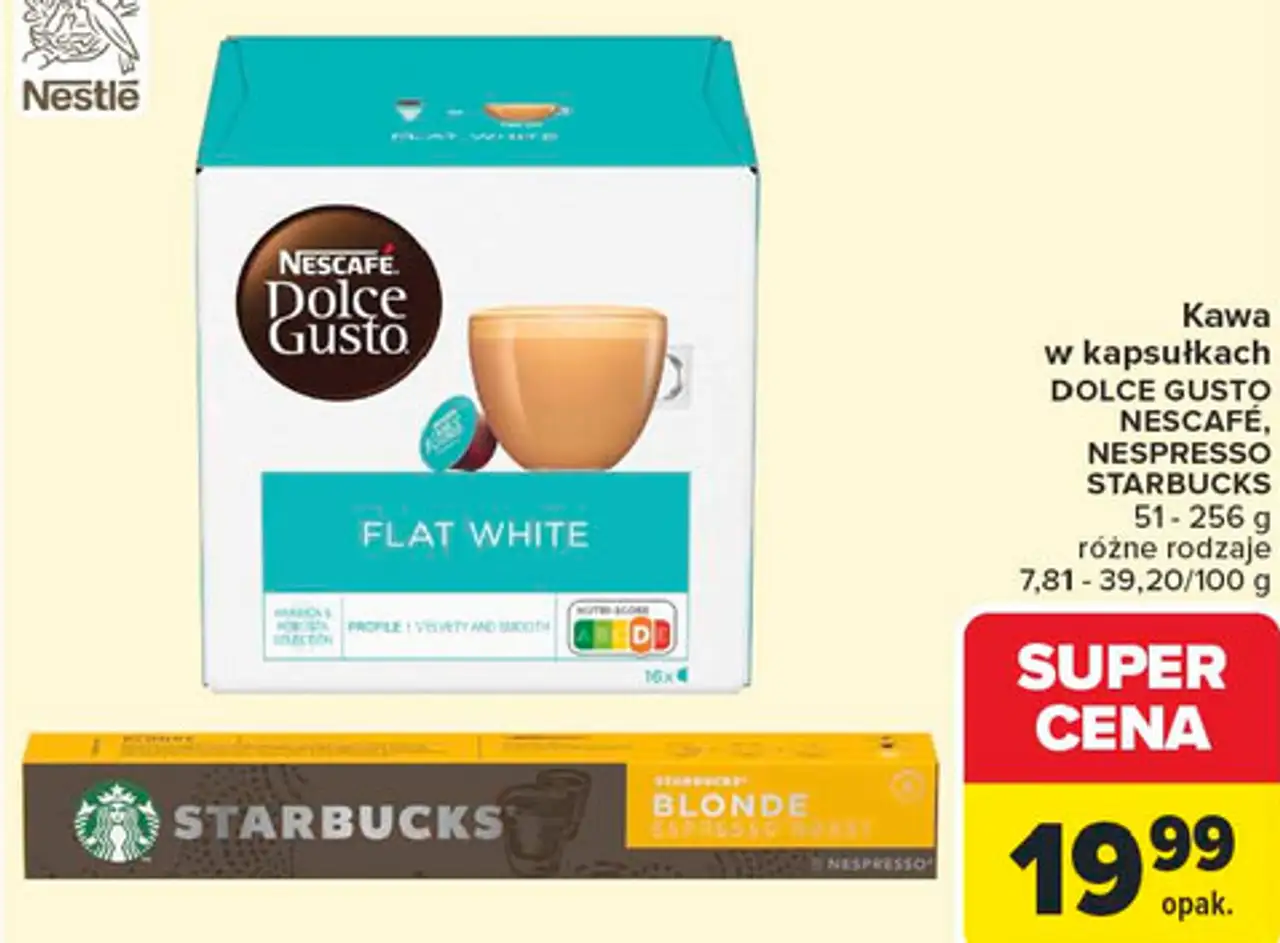 Kawa w kapsułkach DOLCE GUSTO NESCAFÉ, NESPRESSO STARBUCKS