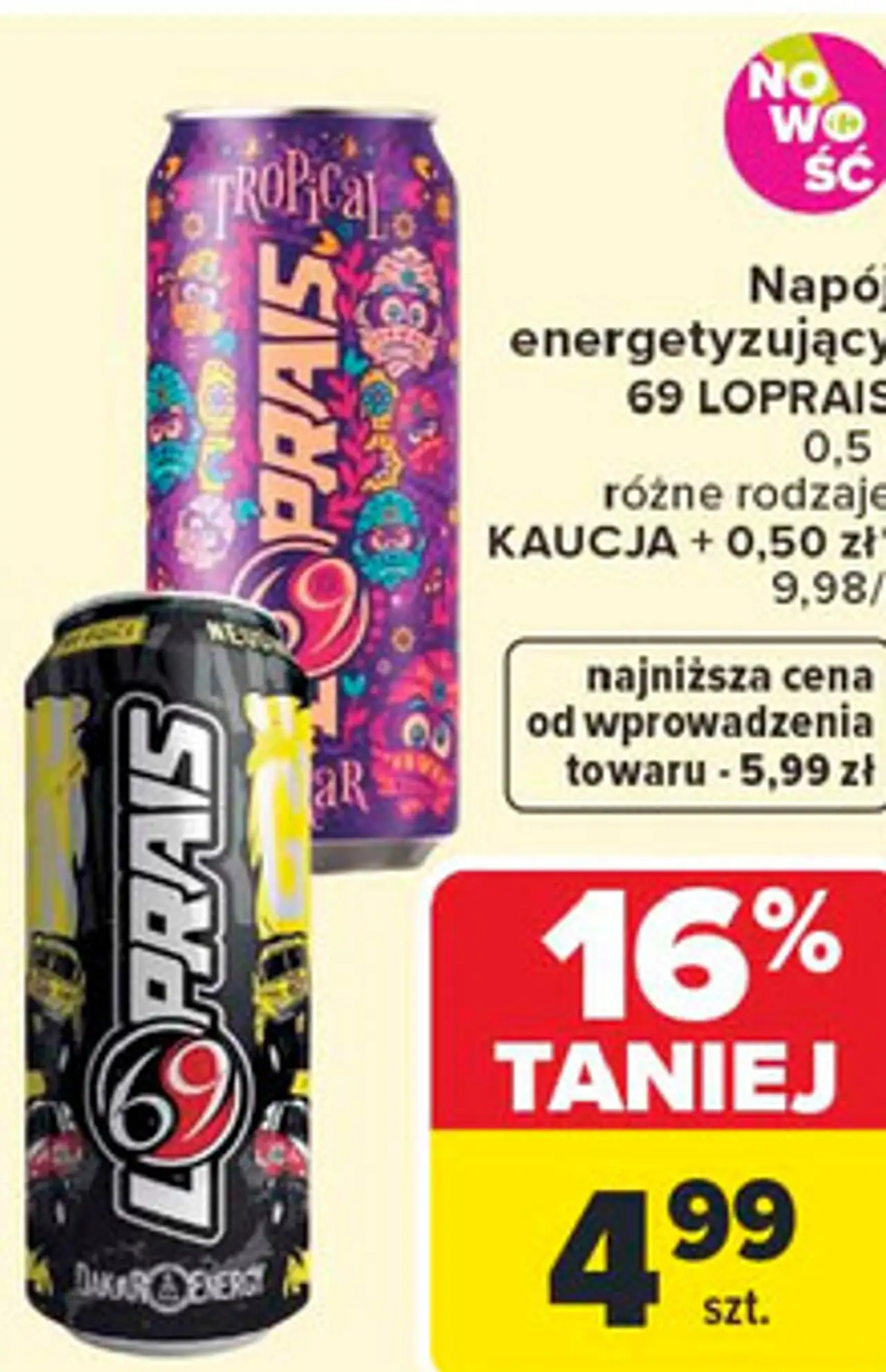Napój energetyzujący 69 LOPRAIS 0,5 l różne rodzaje