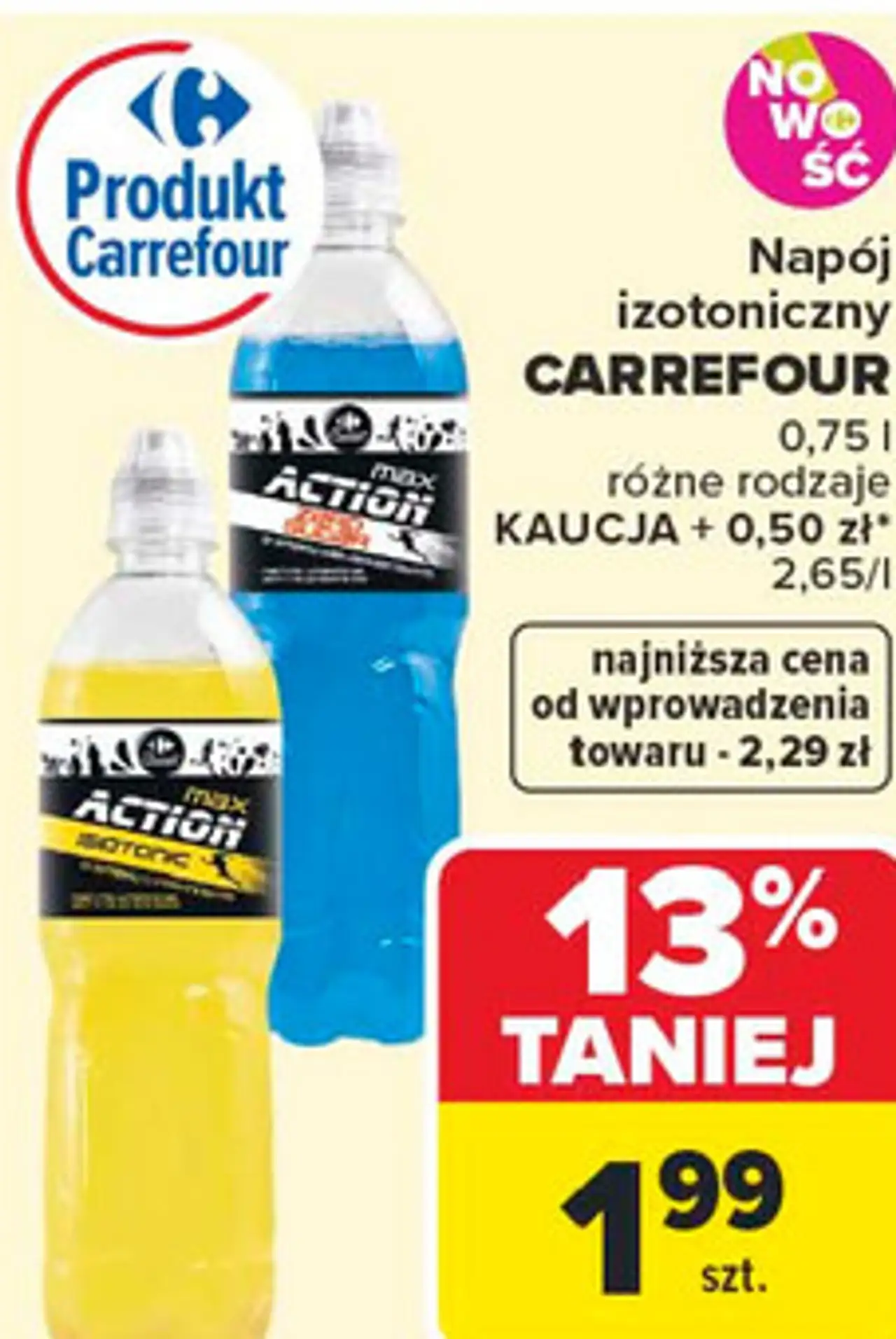 Napój izotoniczny CARREFOUR 0,75 l różne rodzaje
