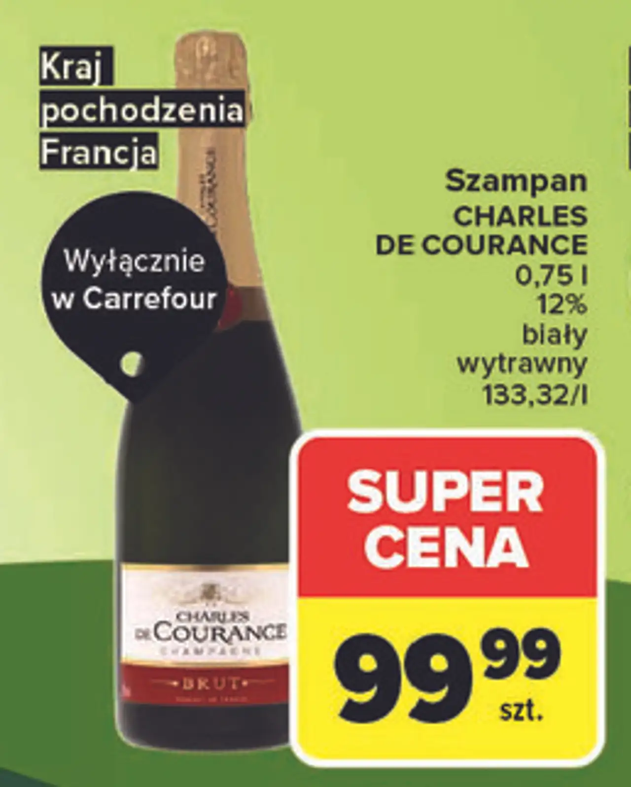 Szampan CHARLES DE COURANCE 0,75 l 12% biały wytrawny
