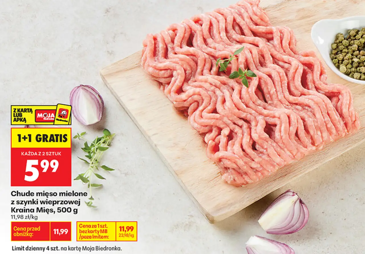 Chude mięso mielone z szynki wieprzowej Kraina Mięs, 500 g