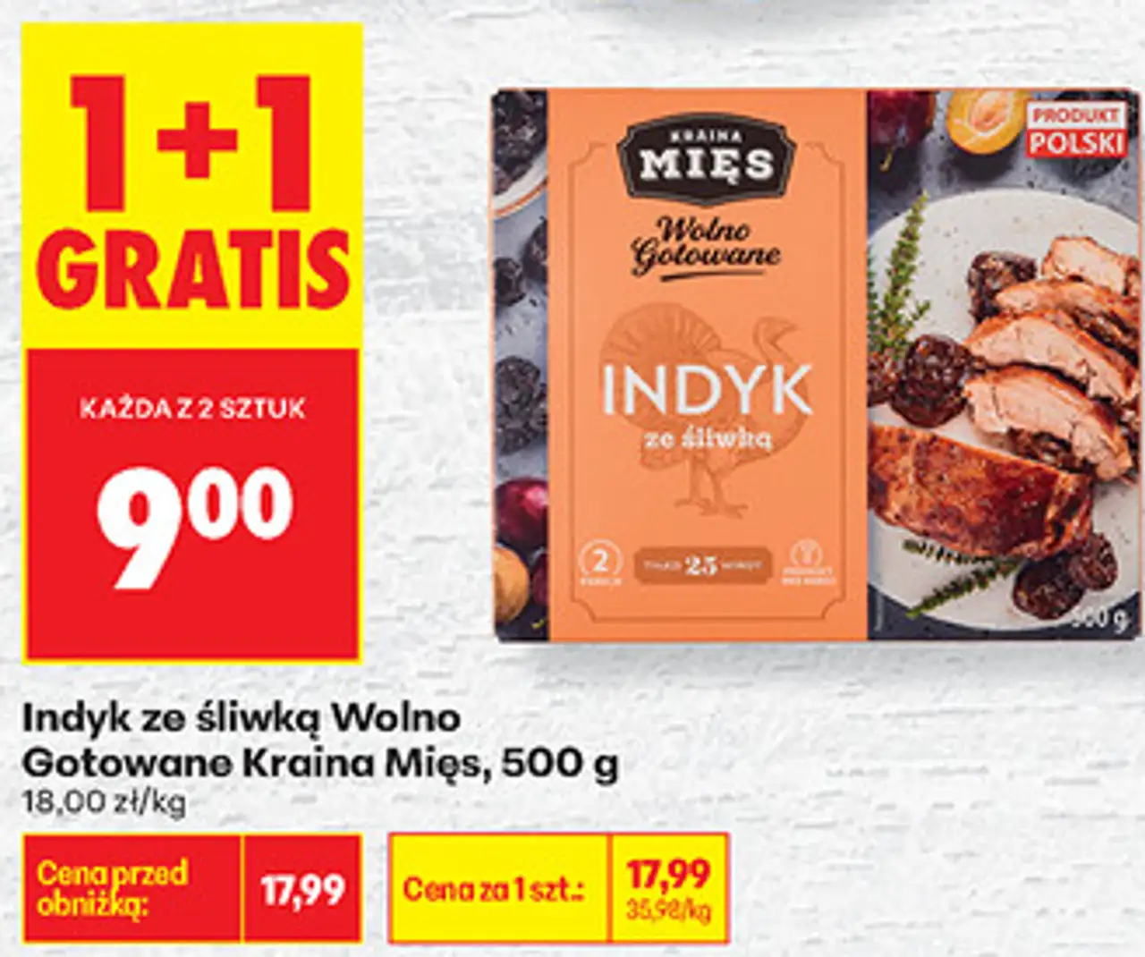 Indyk ze śliwką Wolno Gotowane Kraina Mięs, 500 g