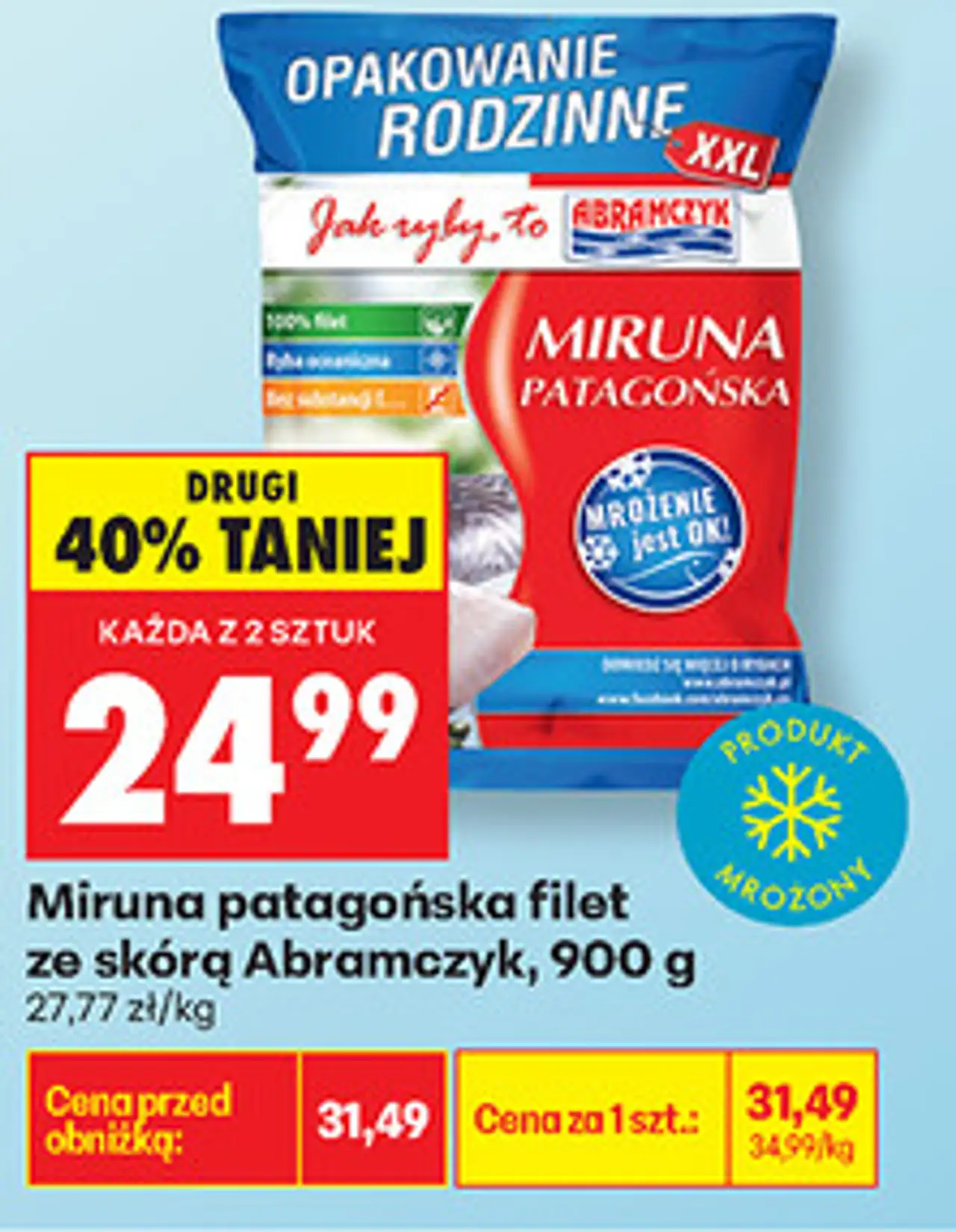 Miruna patagońska filet ze skórą Abramczyk, 900 g