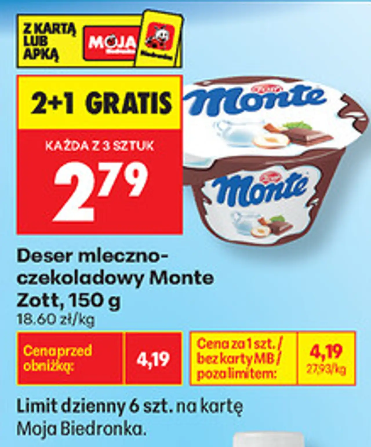 Deser mleczno-czekoladowy Monte Zott, 150 g