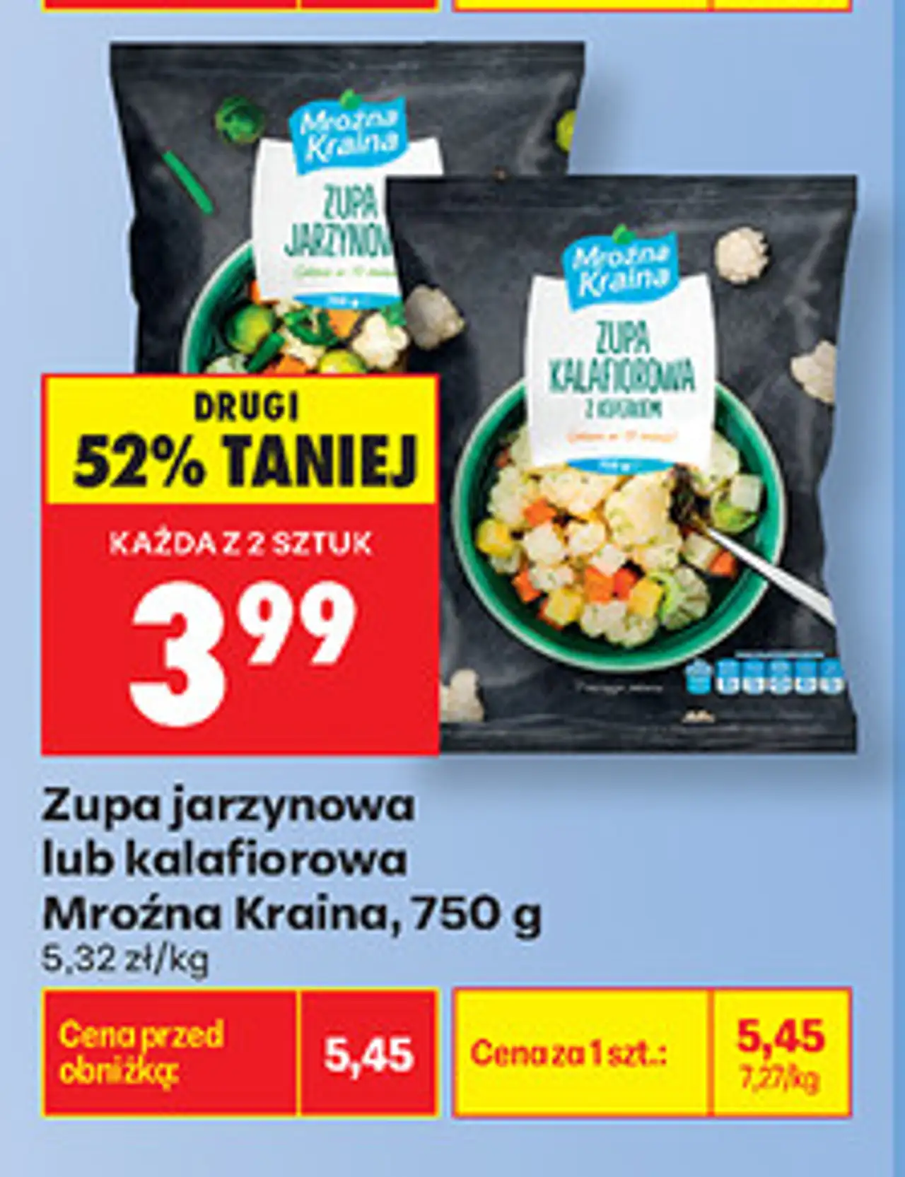 Zupa jarzynowa lub kalafiorowa Mroźna Kraina, 750 g