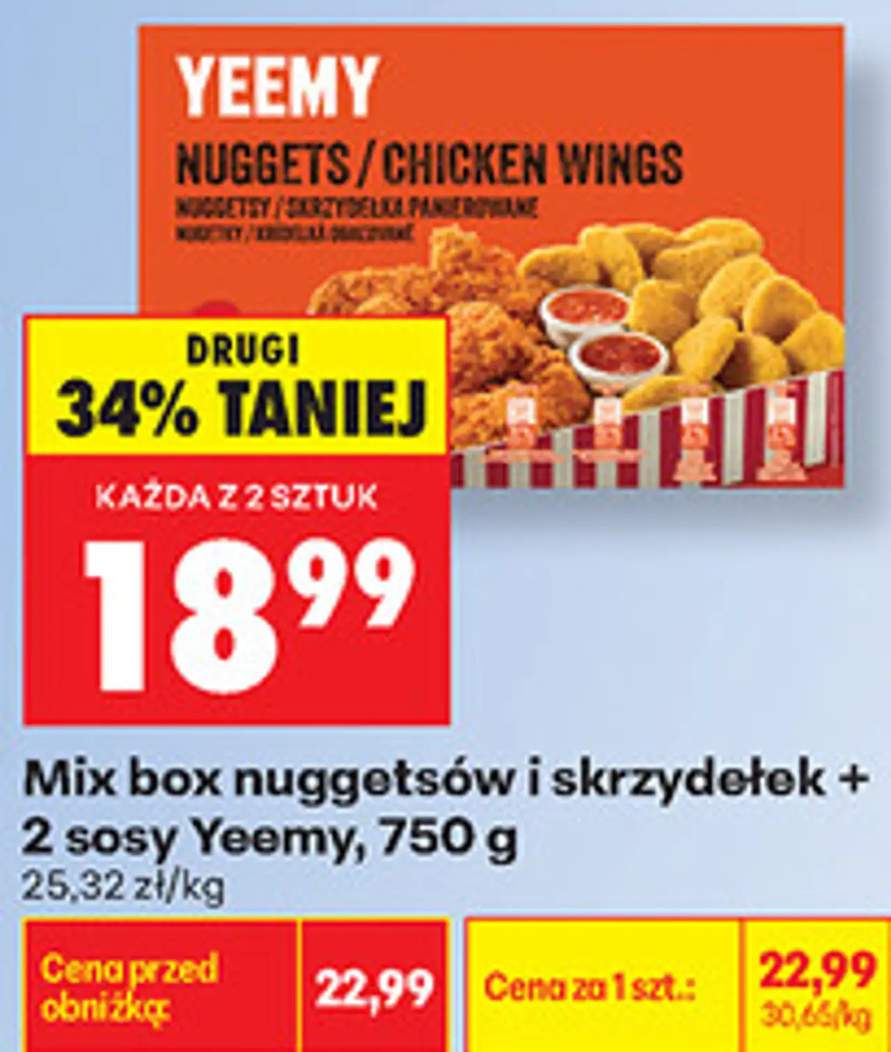 Mix box nuggetsów i skrzydełek + 2 sosy Yeemy, 750 g