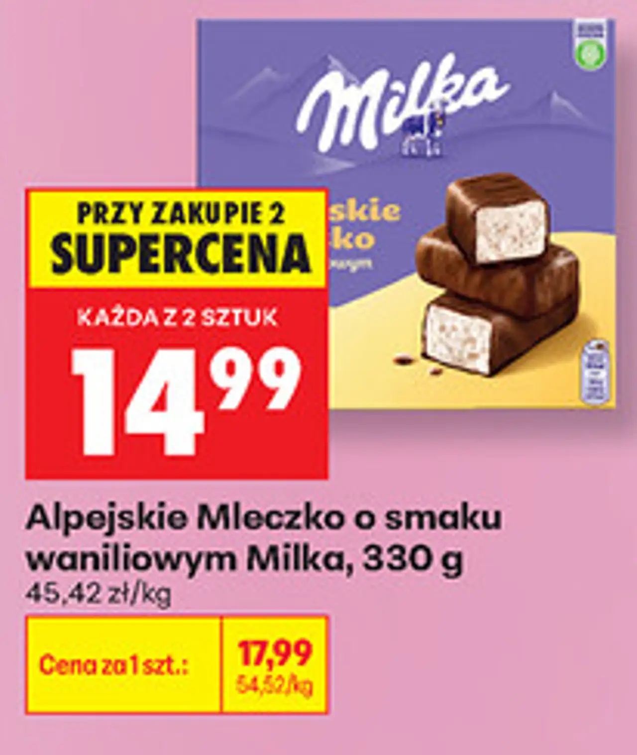 Alpejskie Mleczko o smaku waniliowym Milka, 330 g