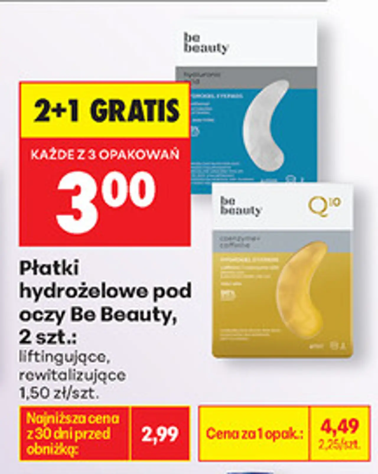 Płatki hydrożelowe pod oczy Be Beauty, 2 szt.