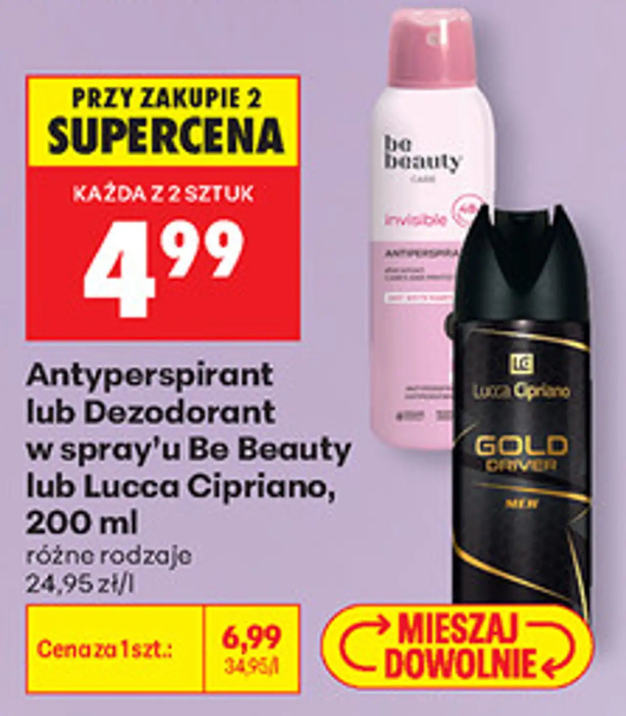 Antyperspirant lub Dezodorant w spray'u Be Beauty lub Lucca Cipriano, 200 ml