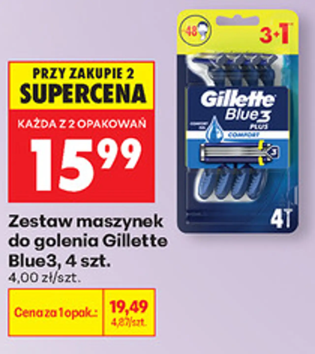 Zestaw maszynek do golenia Gillette Blue3, 4 szt.