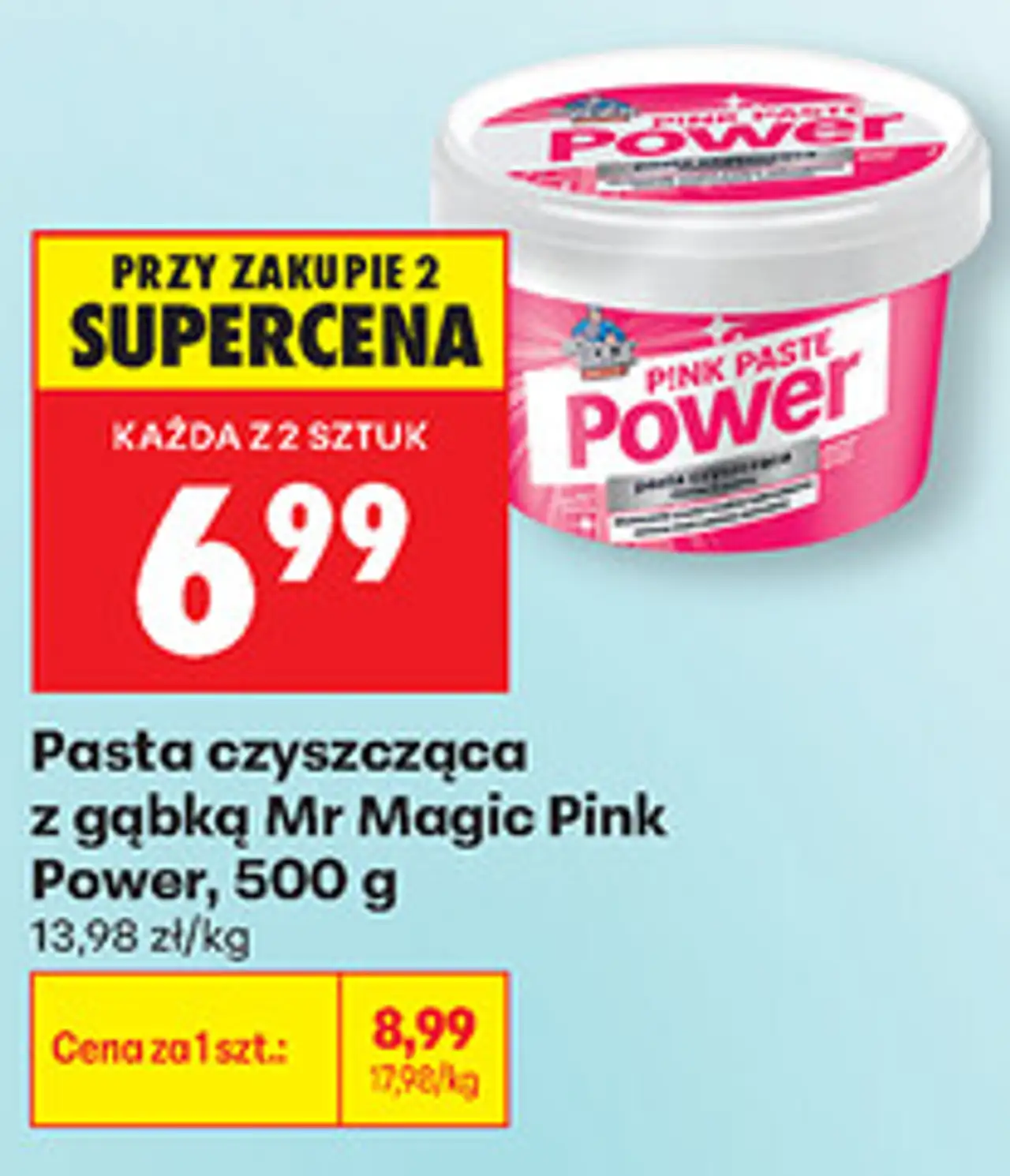 Pasta czyszcząca z gąbką Mr Magic Pink Power, 500 g