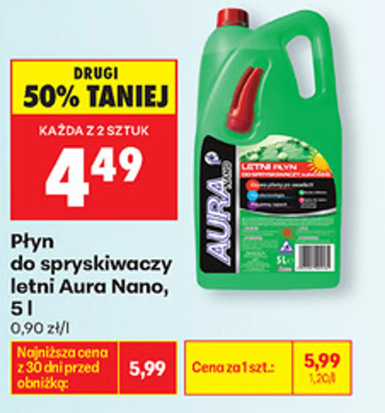 Płyn do spryskiwaczy letni Aura Nano, 5 l