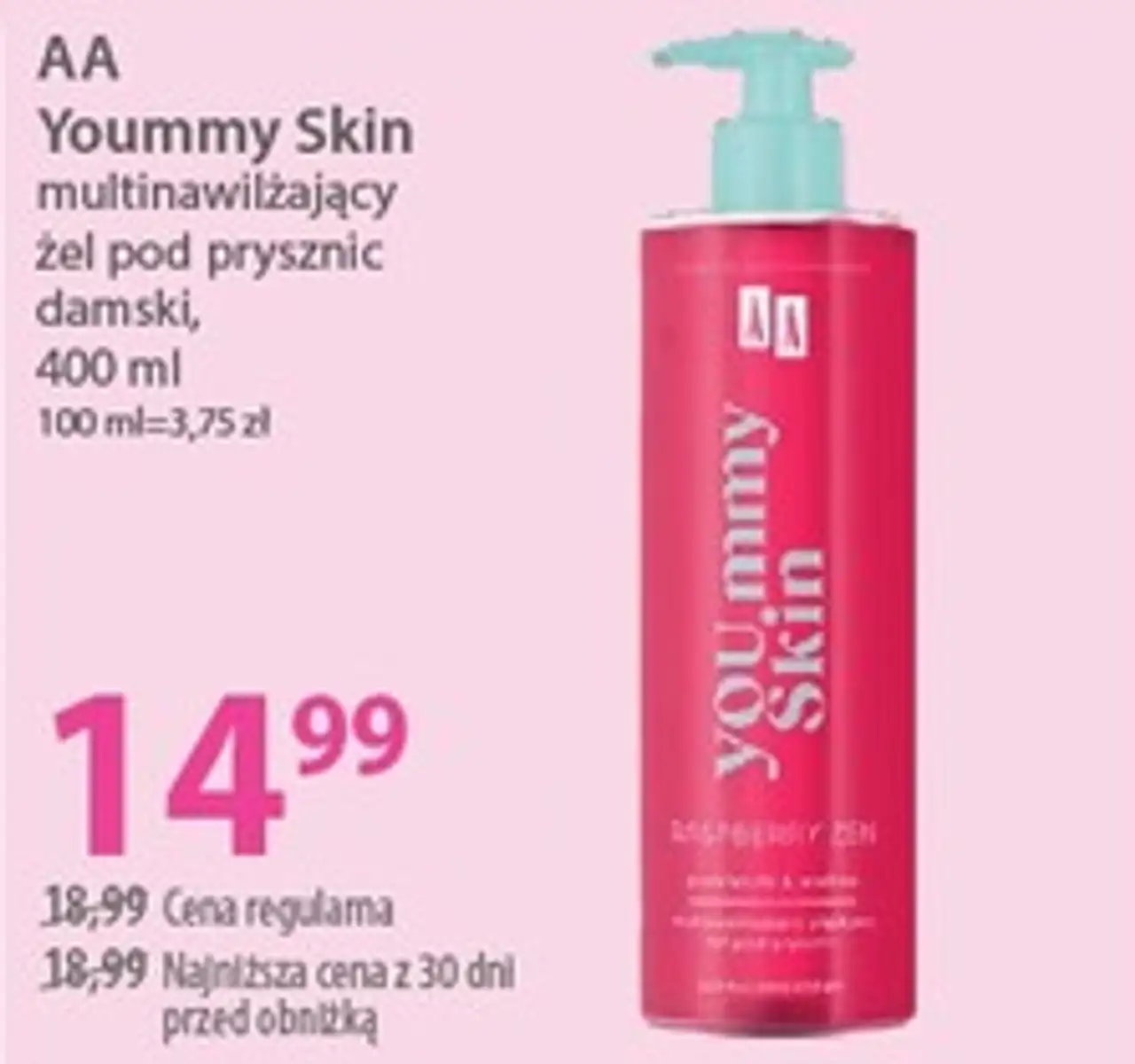 AA Yoummy Skin multinawilżający żel pod prysznic damski, 400 ml