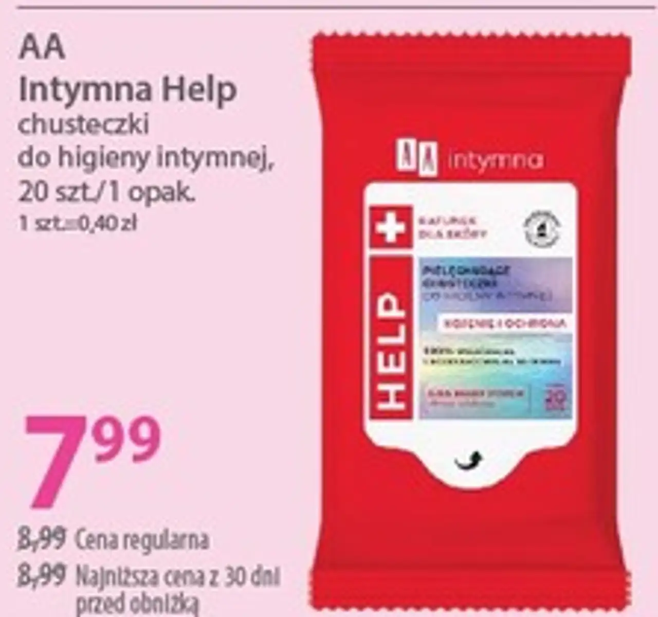 AA Intymna Help chusteczki do higieny intymnej, 20 szt./1 opak.
