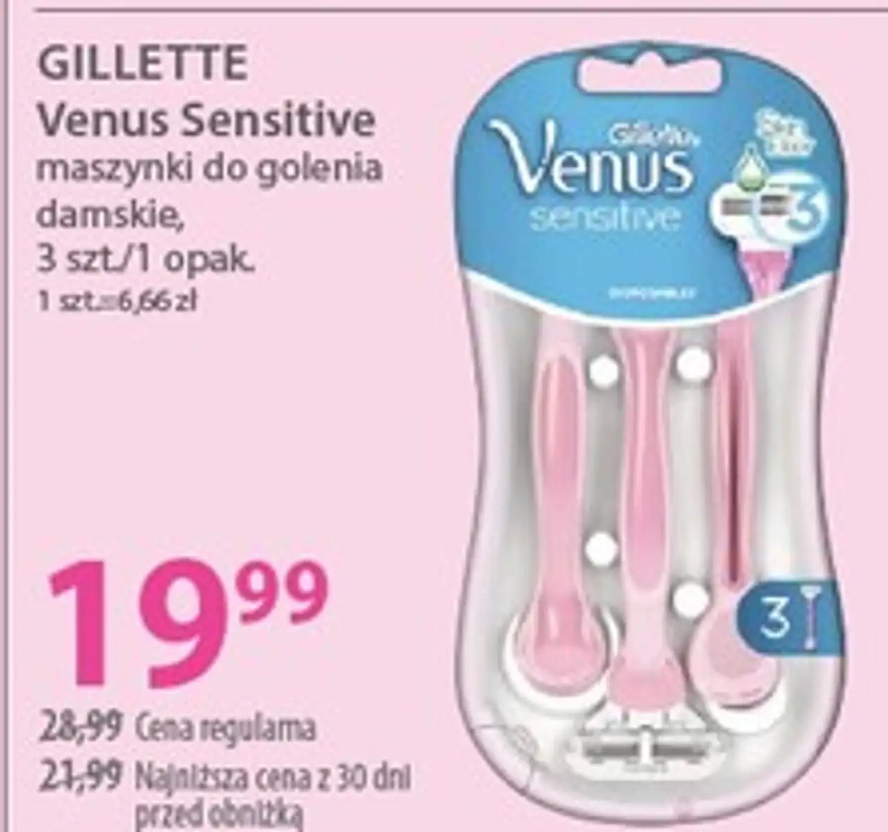 GILLETTE Venus Sensitive maszynki do golenia damskie, 3 szt./1 opak.
