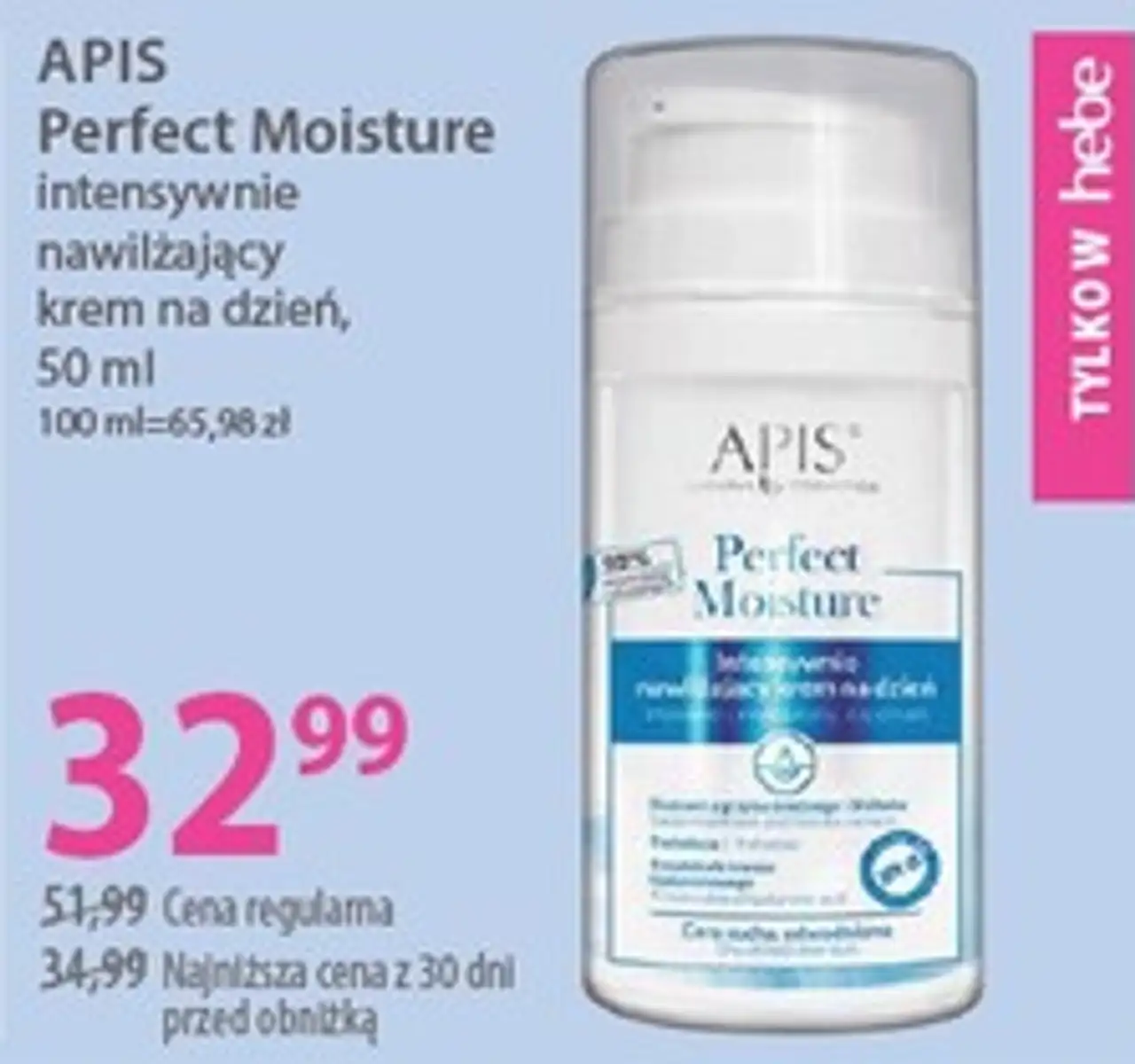 Apis Perfect Moisture intensywnie nawilżający krem na dzień, 50 ml