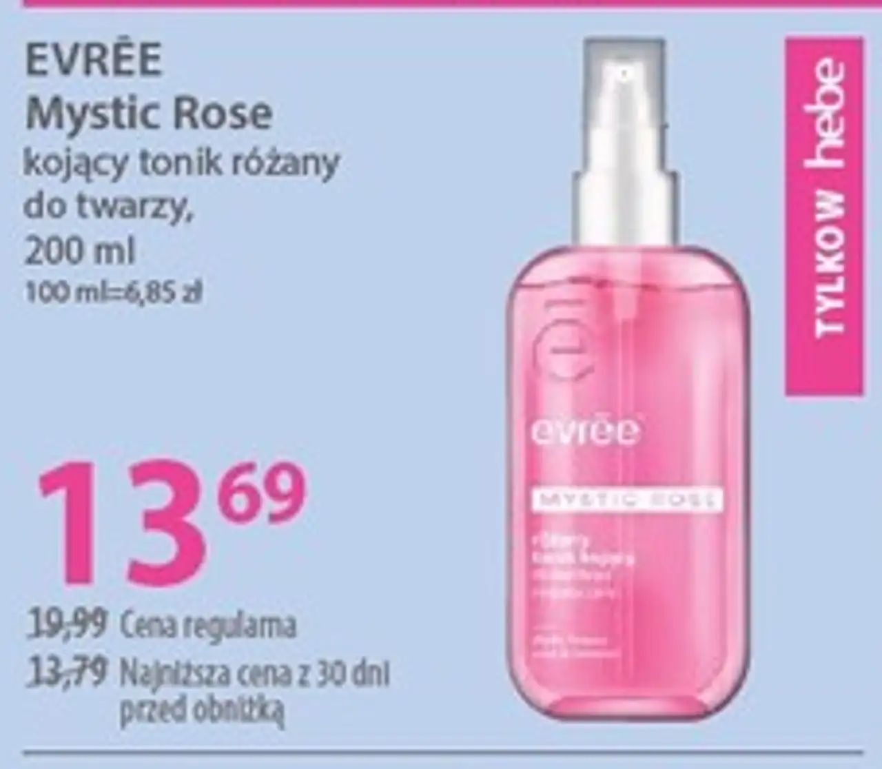 EVRĒE Mystic Rose kojący tonik różany do twarzy, 200 ml
