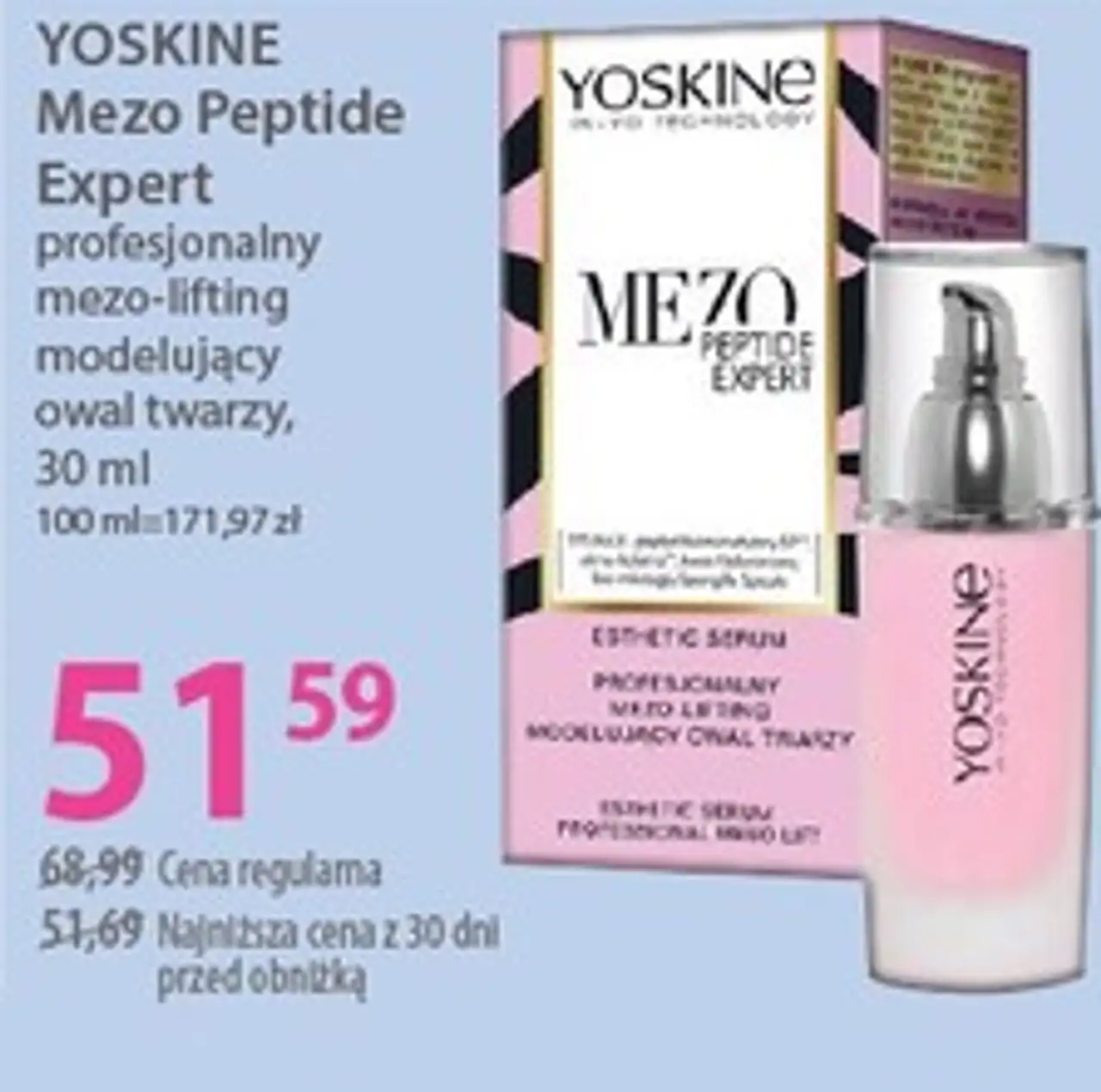 YOSKINE Mezo Peptide Expert profesjonalny mezo-lifting modelujący owal twarzy, 30 ml
