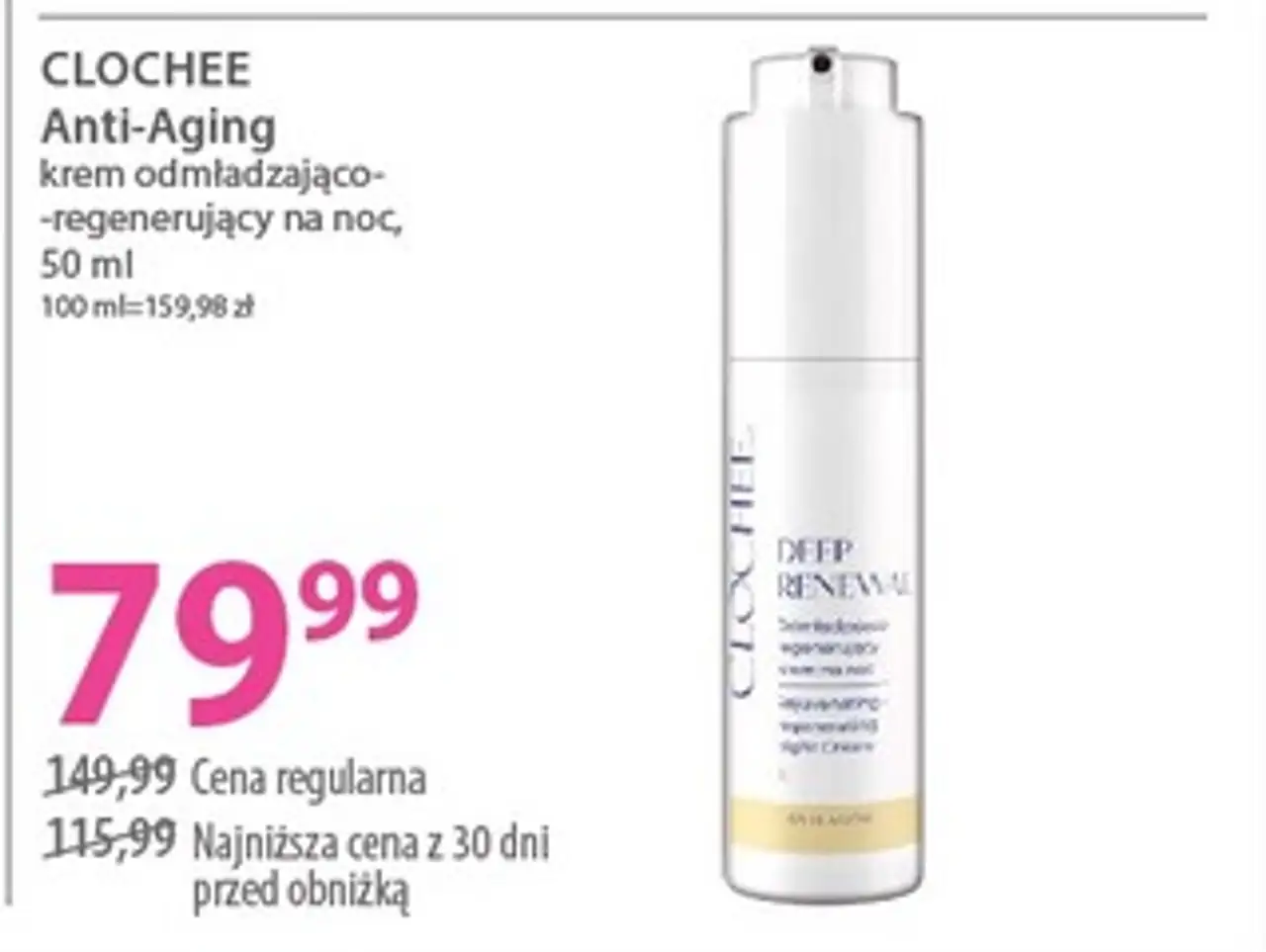 CLOCHEE Anti-Aging krem odmładzająco-regenerujący na noc, 50 ml