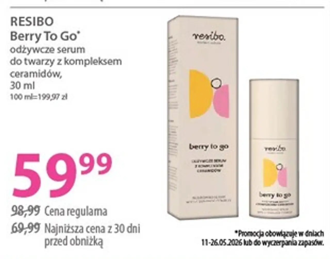 RESIBO Berry To Go* odżywcze serum do twarzy z kompleksem ceramidów, 30 ml