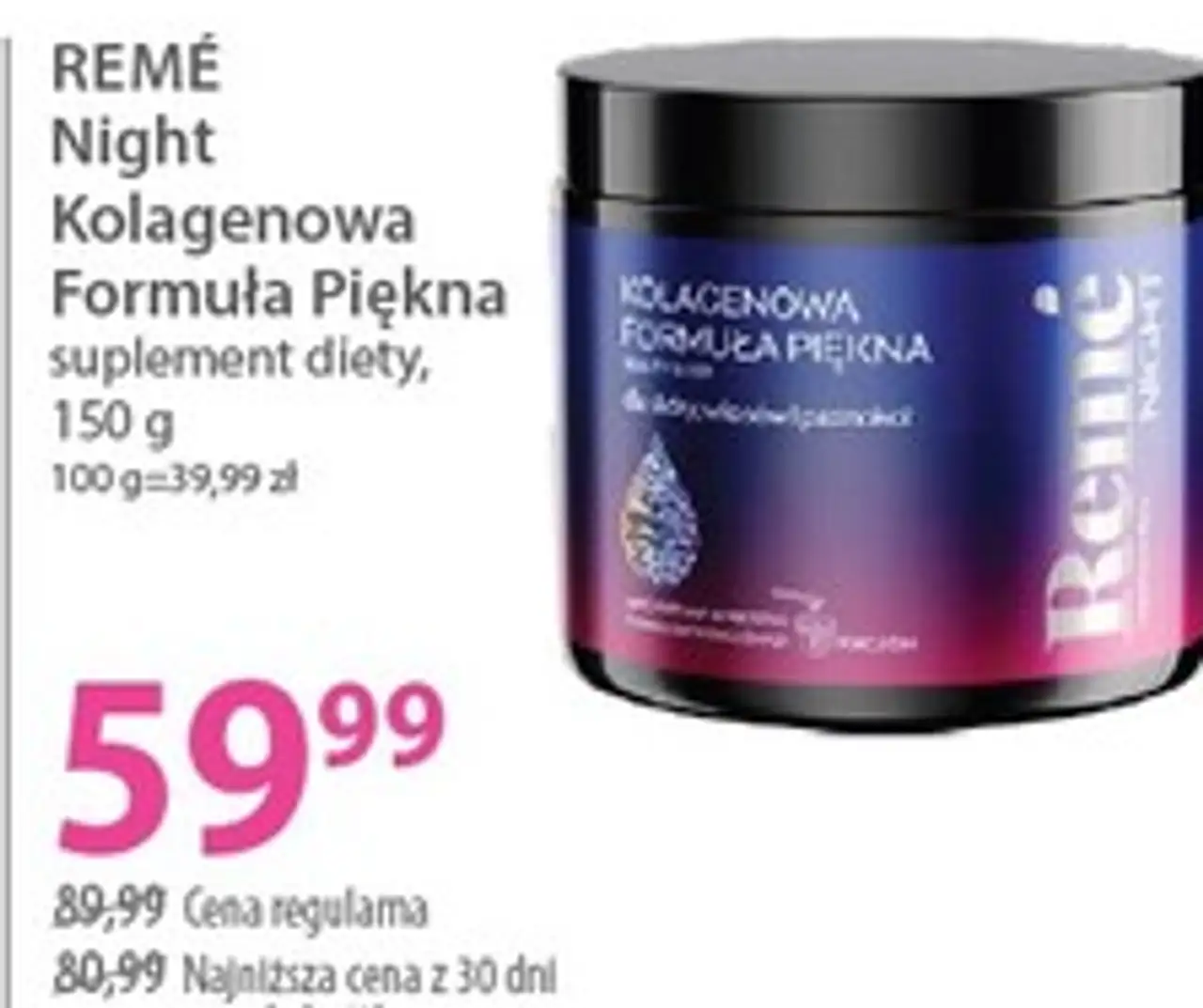 REMÉ Night Kolagenowa Formuła Piękna suplement diety, 150 g