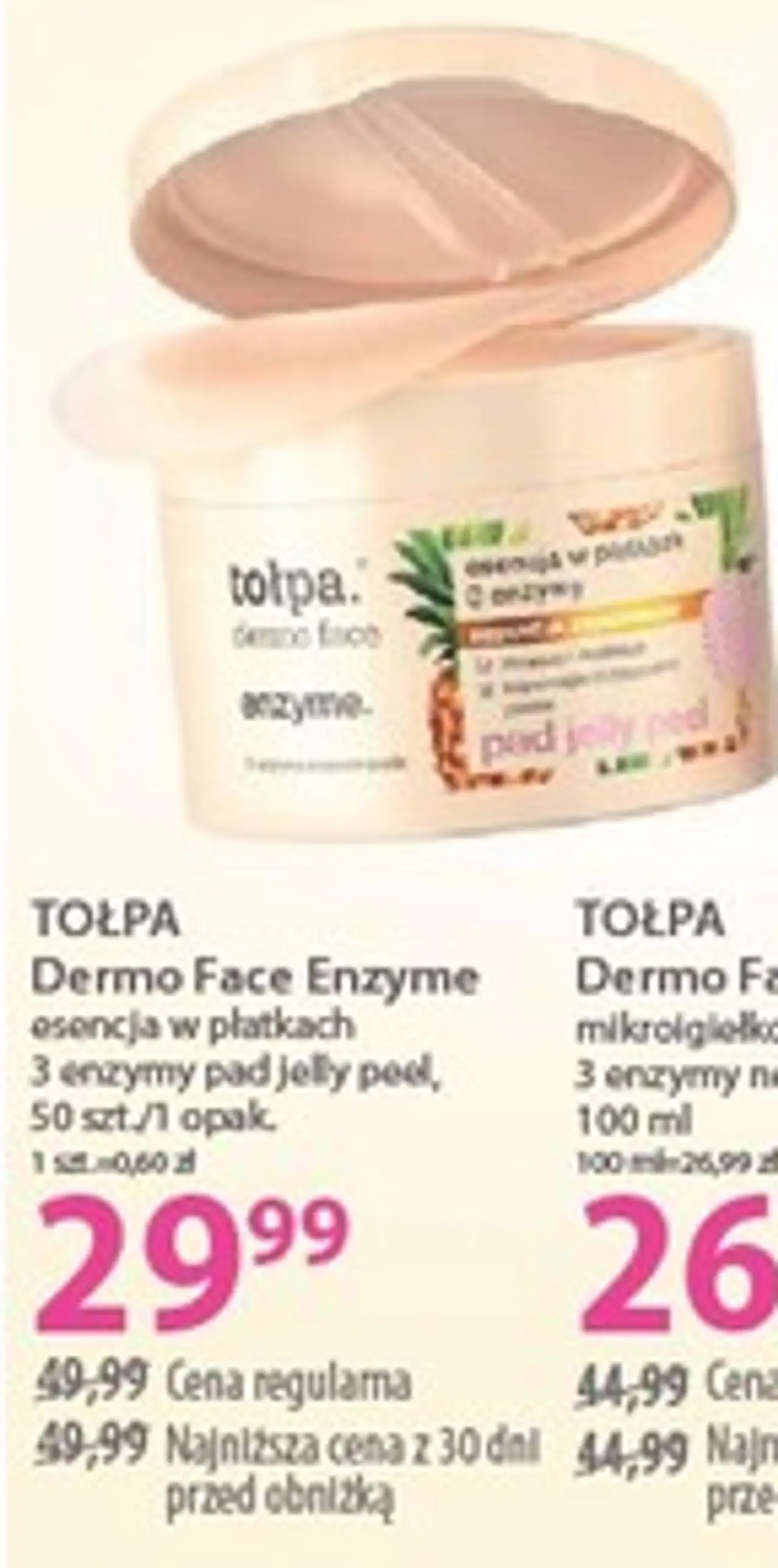 TOŁPA Dermo Face Enzyme esencja w płatkach 3 enzymy pad jelly peel, 50 szt./1 opak.