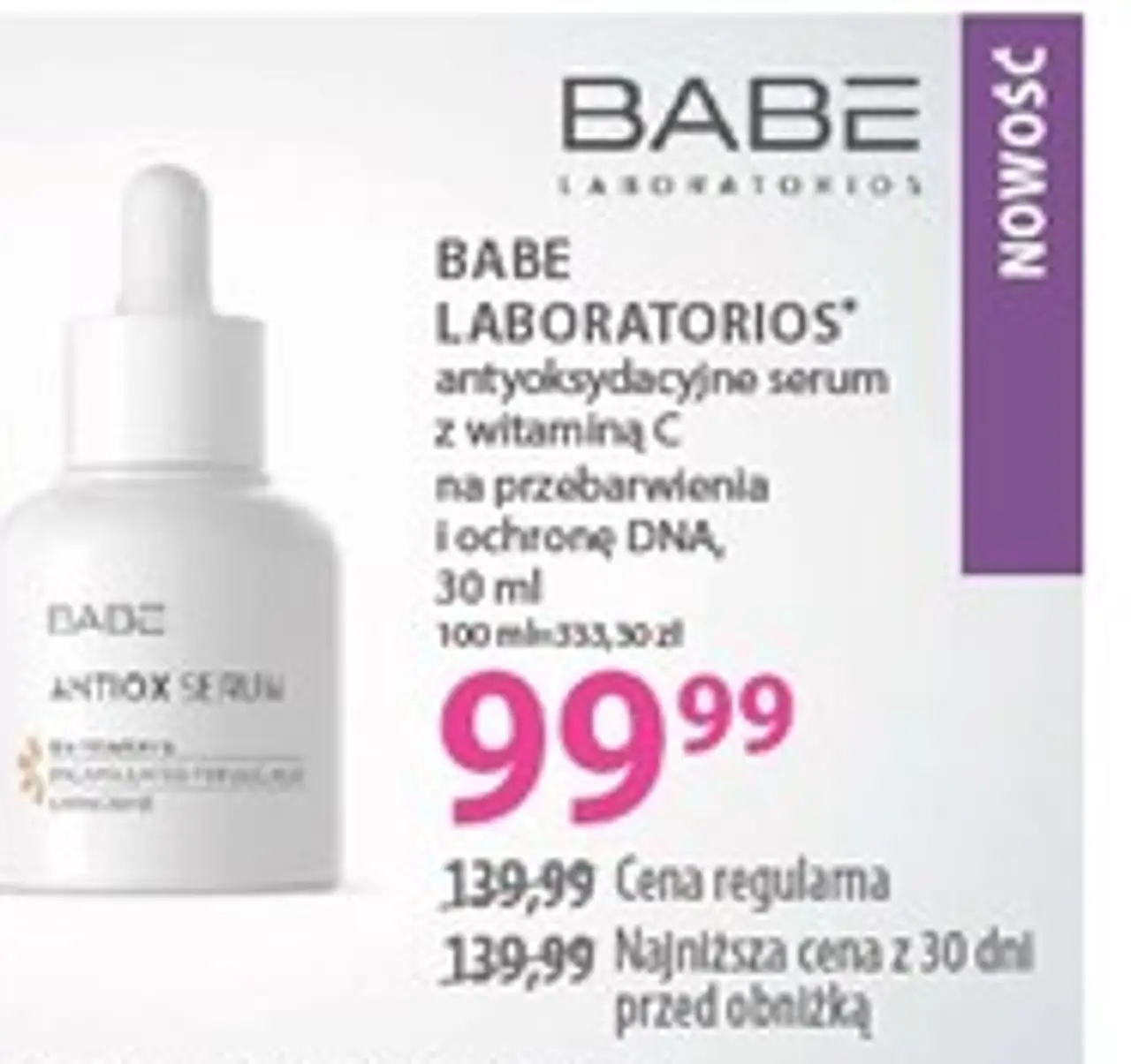 BABE LABORATORIOS antyoksydacyjne serum z witaminą C na przebarwienia i ochronę DNA, 30 ml
