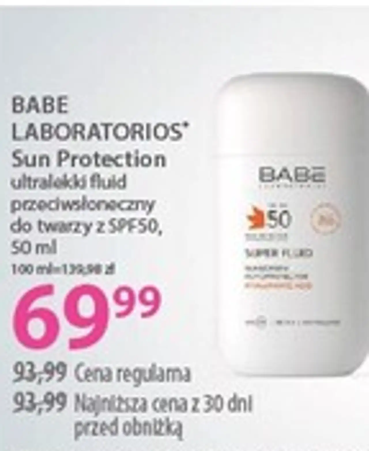 BABE LABORATORIOS Sun Protection ultralekki fluid przeciwsłoneczny do twarzy SPF 50, 50 ml