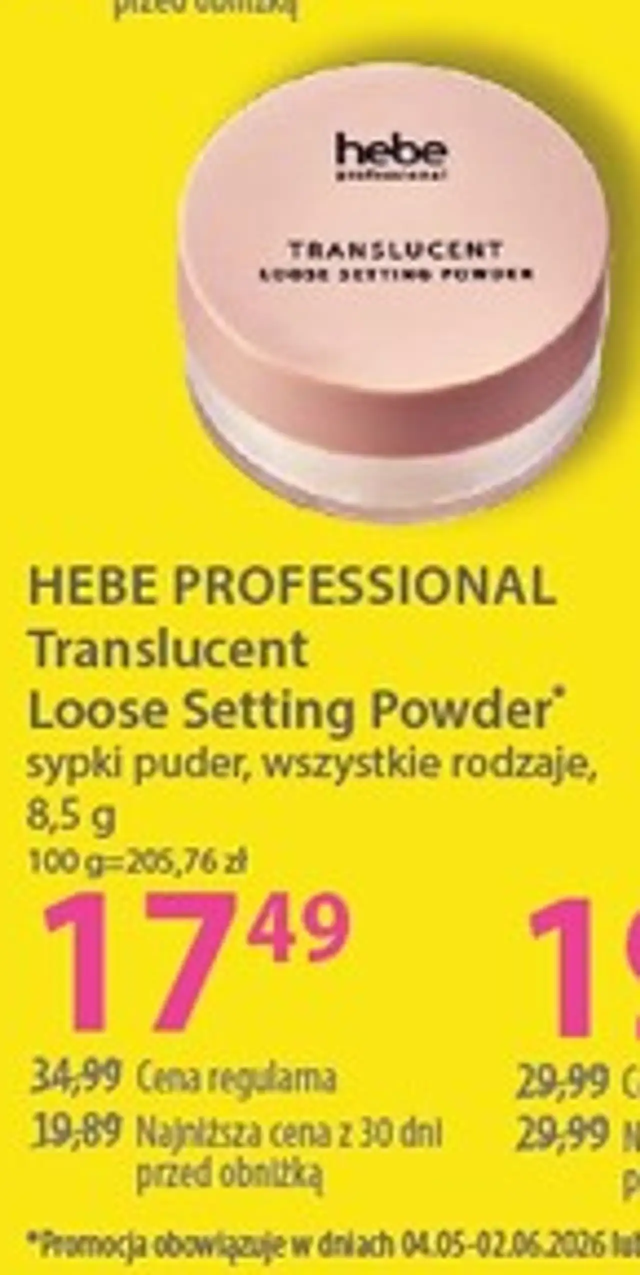 HEBE PROFESSIONAL Translucent Loose Setting Powder* sypki puder, wszystkie rodzaje, 8,5 g