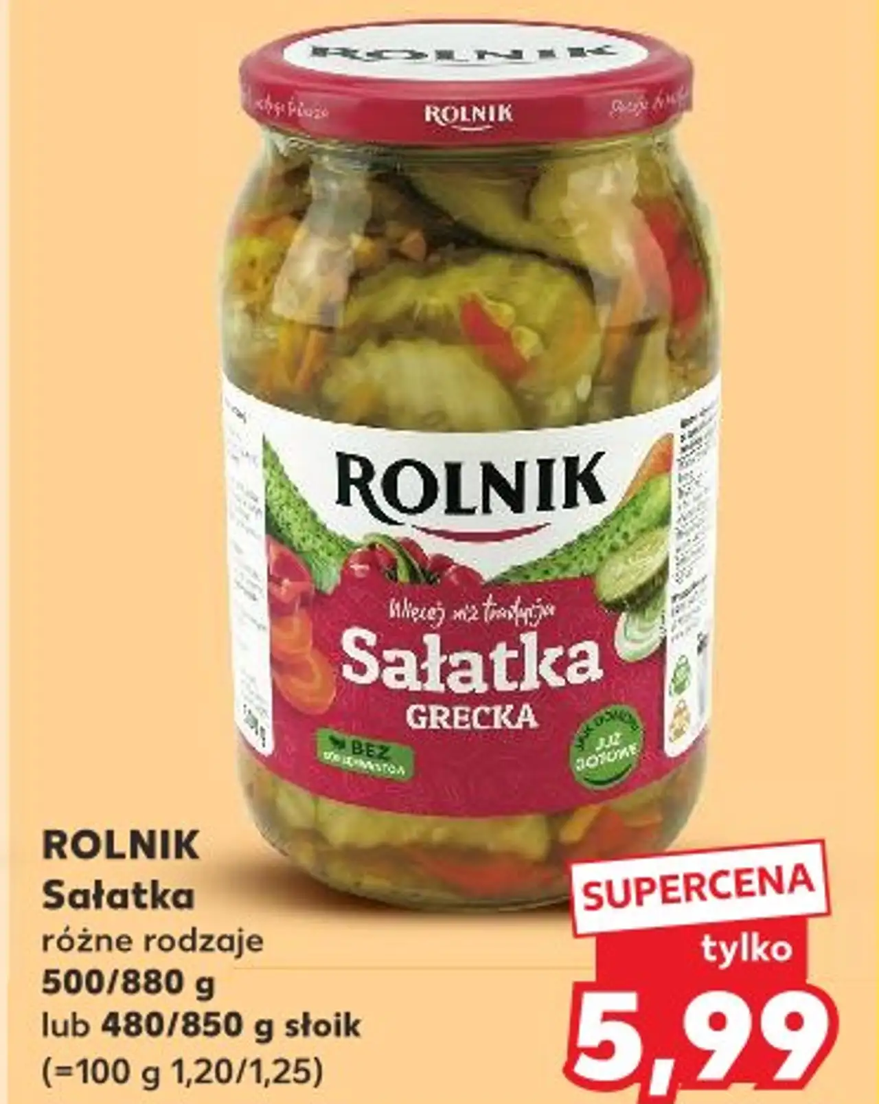 ROLNIK Sałatka różne rodzaje 500/880 g lub 480/850 g słoik