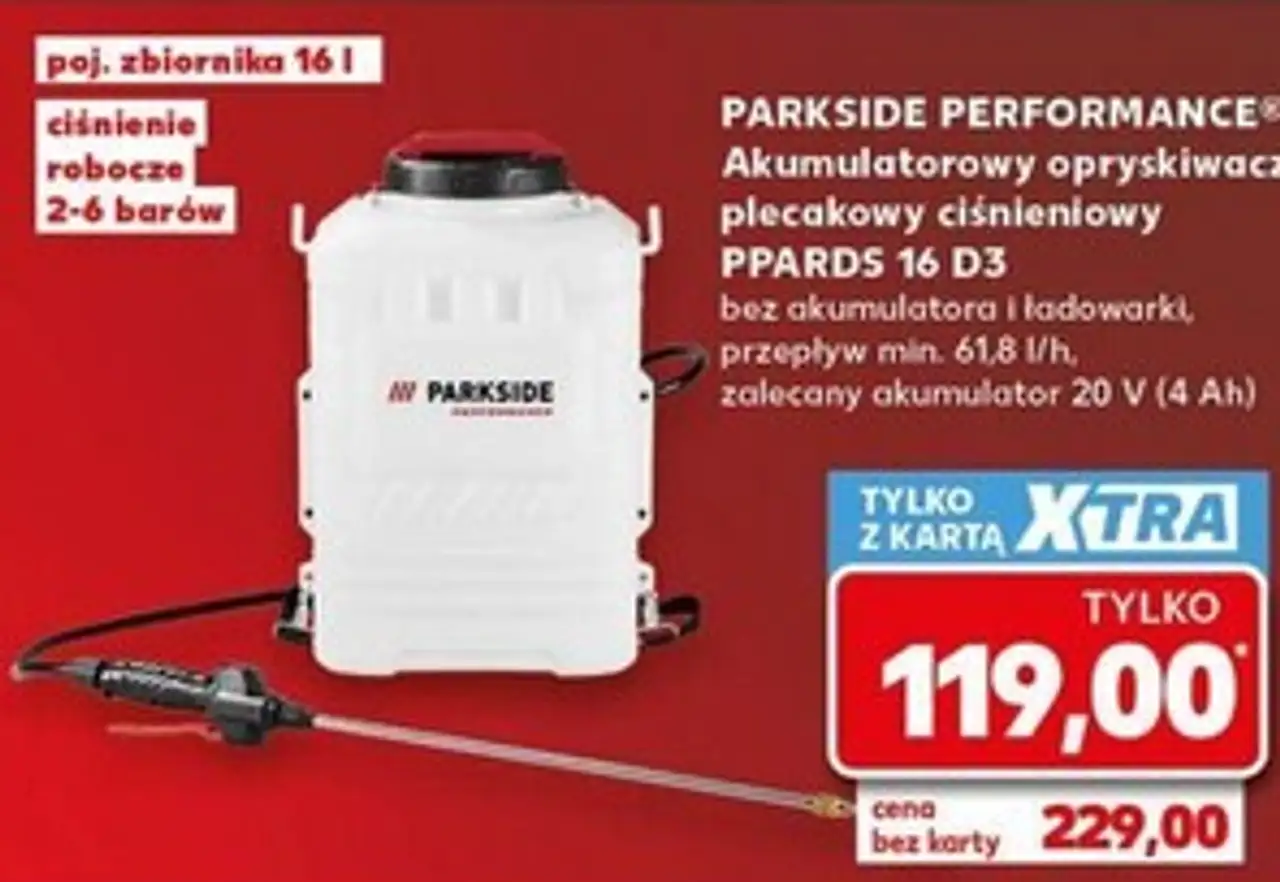PARKSIDE PERFORMANCE® Akumulatorowy opryskiwacz plecakowy ciśnieniowy PPARDS 16 D3
