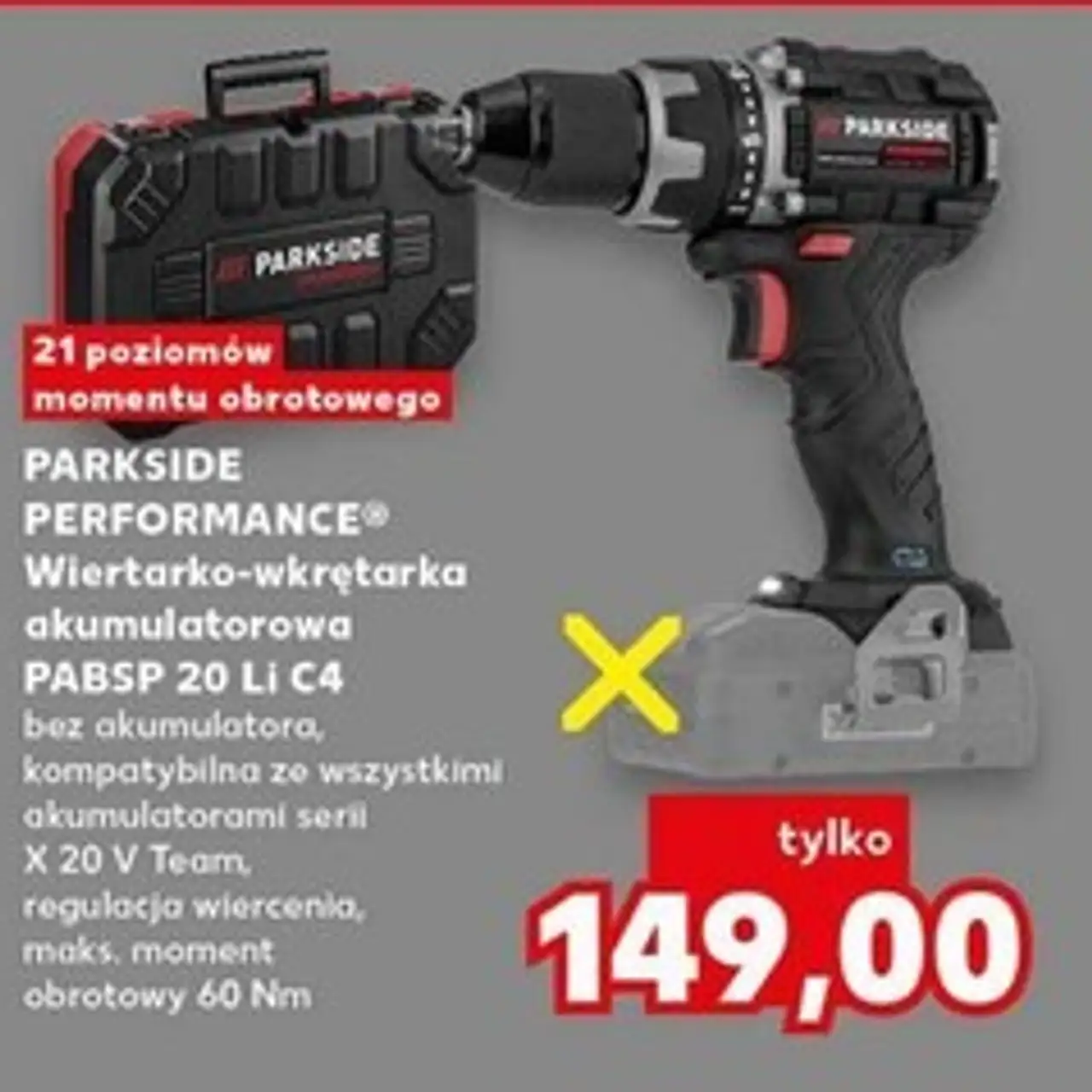 PARKSIDE PERFORMANCE Wiertarko-wkrętarka akumulatorowa PABSP 20 Li C4