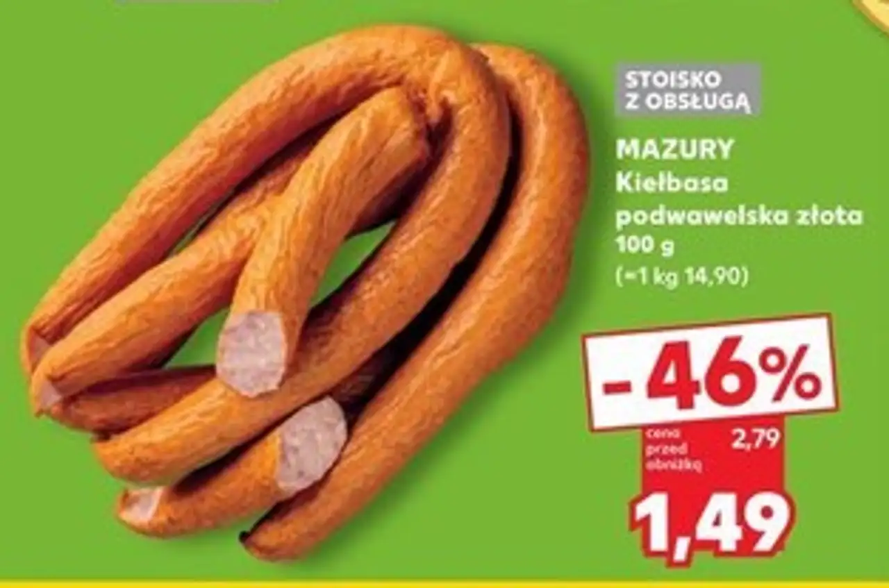 MAZURY Kiełbasa podwawelska złota 100 g