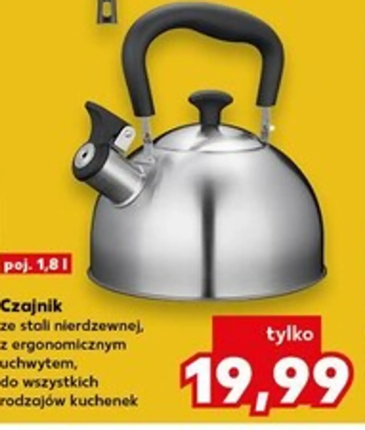 Czajnik ze stali nierdzewnej, z ergonomicznym uchwytem, do wszystkich rodzajów kuchenek