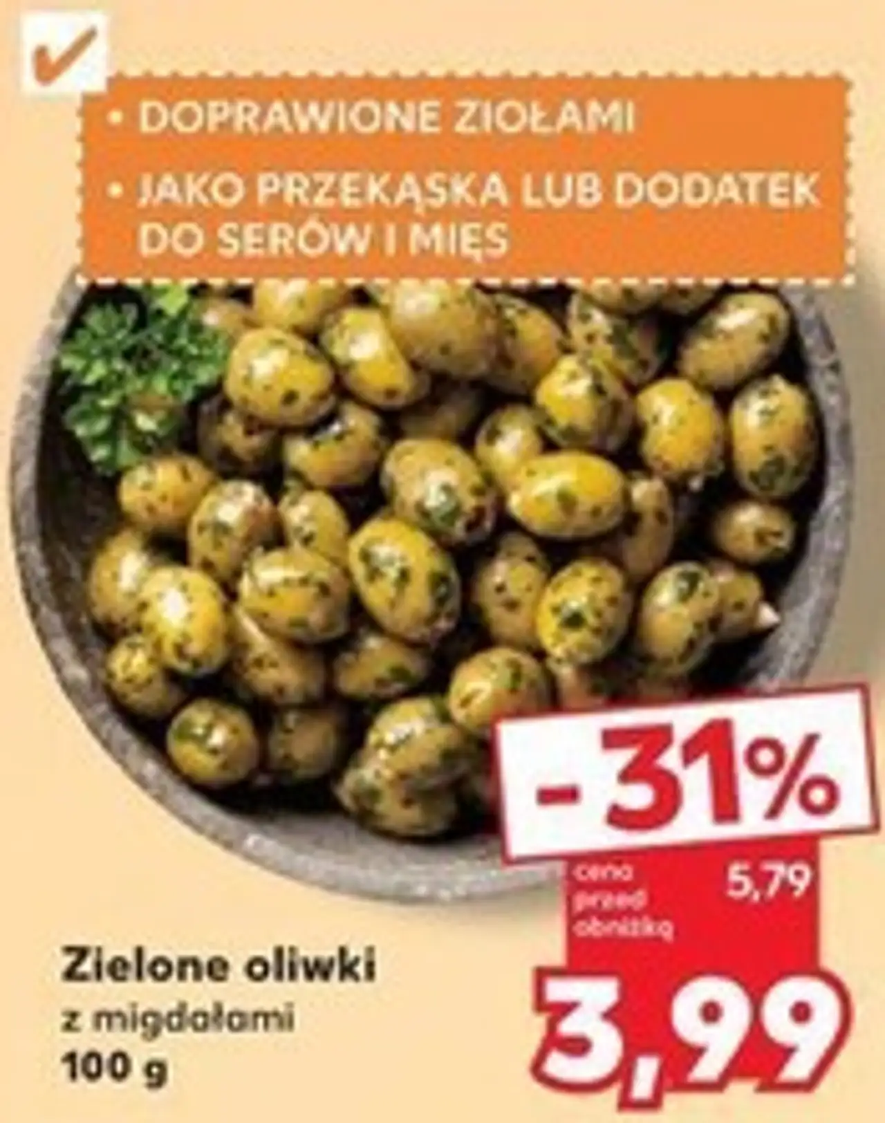 Zielone oliwki z migdałami 100 g