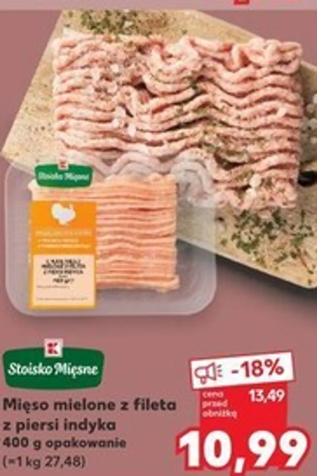 Mięso mielone z fileta z piersi indyka 400 g opakowanie Stoisko Mięsne