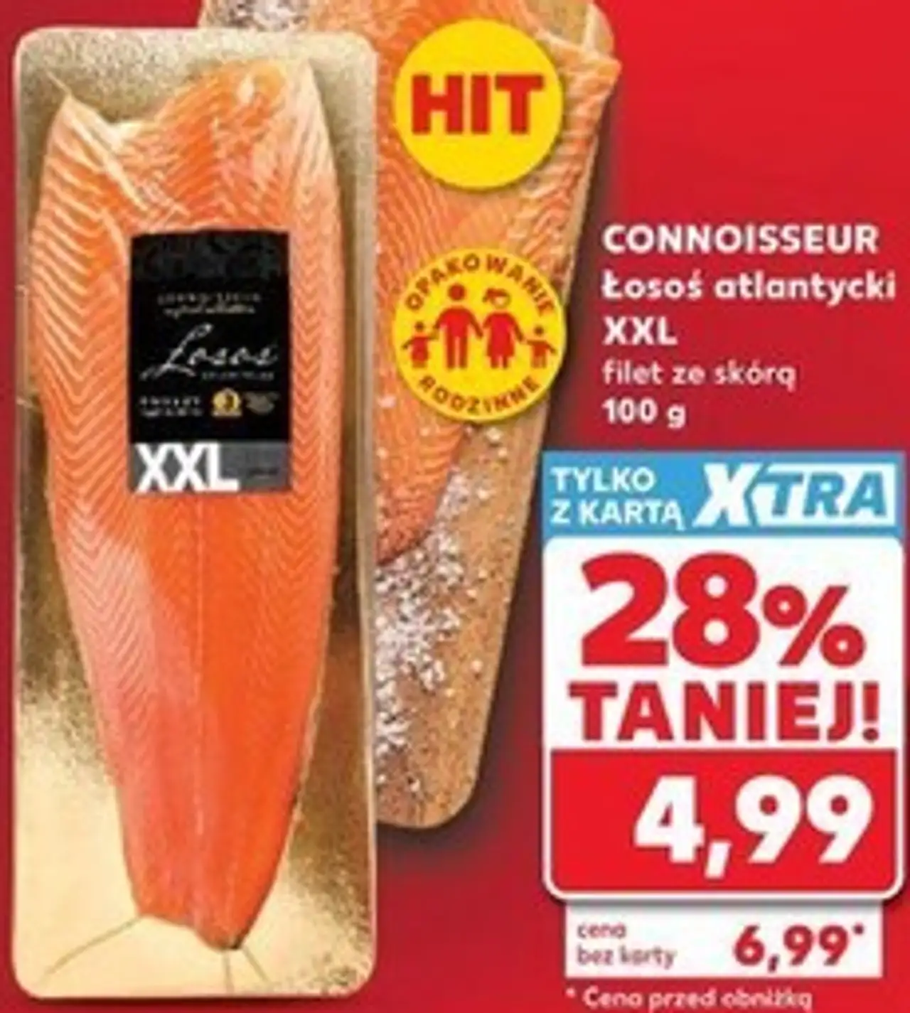 CONNOISSEUR Łosoś atlantycki XXL filet ze skórą 100 g