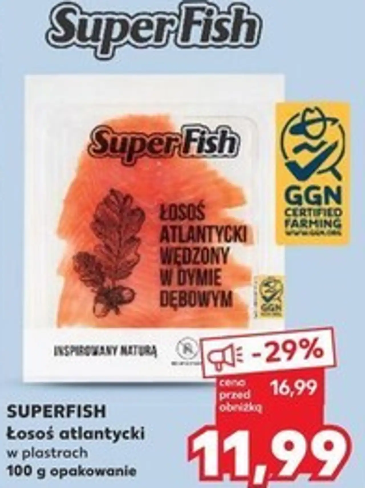SUPERFISH Łosoś atlantycki w plastrach 100 g opakowanie
