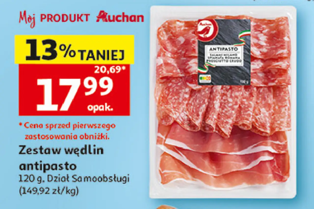 Zestaw wędlin antipasto Auchan Różnorodne (Logo Czerwone)
