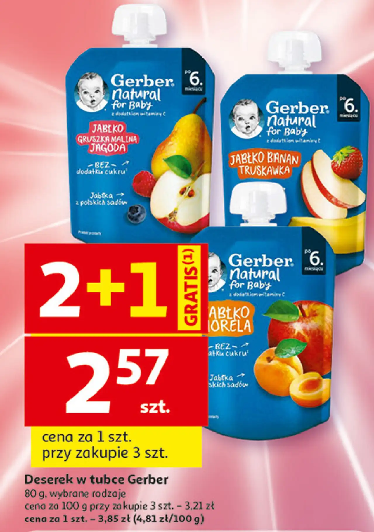 Deserek jabłko banan truskawka Gerber Natural For Baby