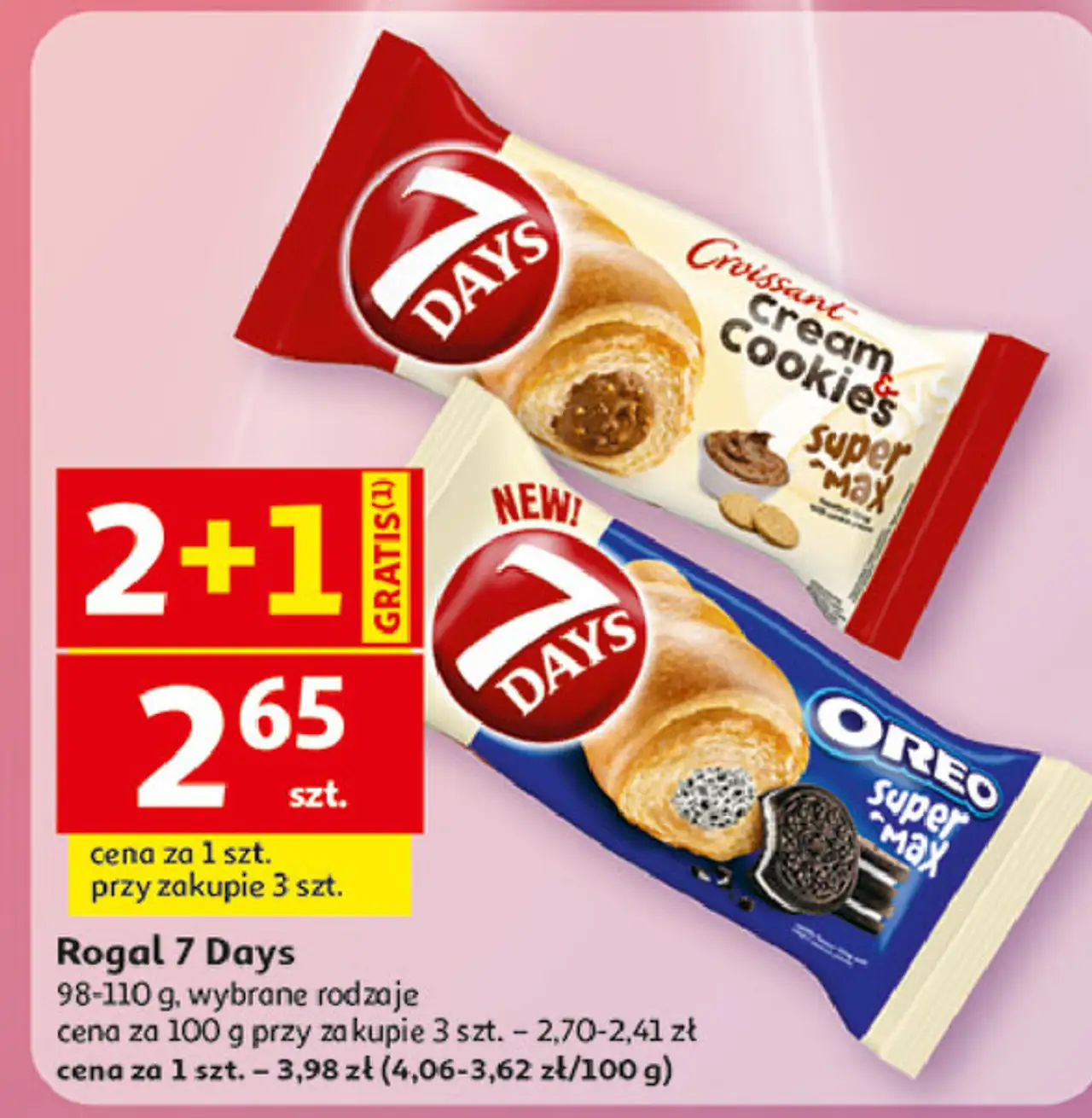 Croissant z kremem o smaku waniliowym mlekiem i kawałkami ciastek 7 Days Cream & Cookies