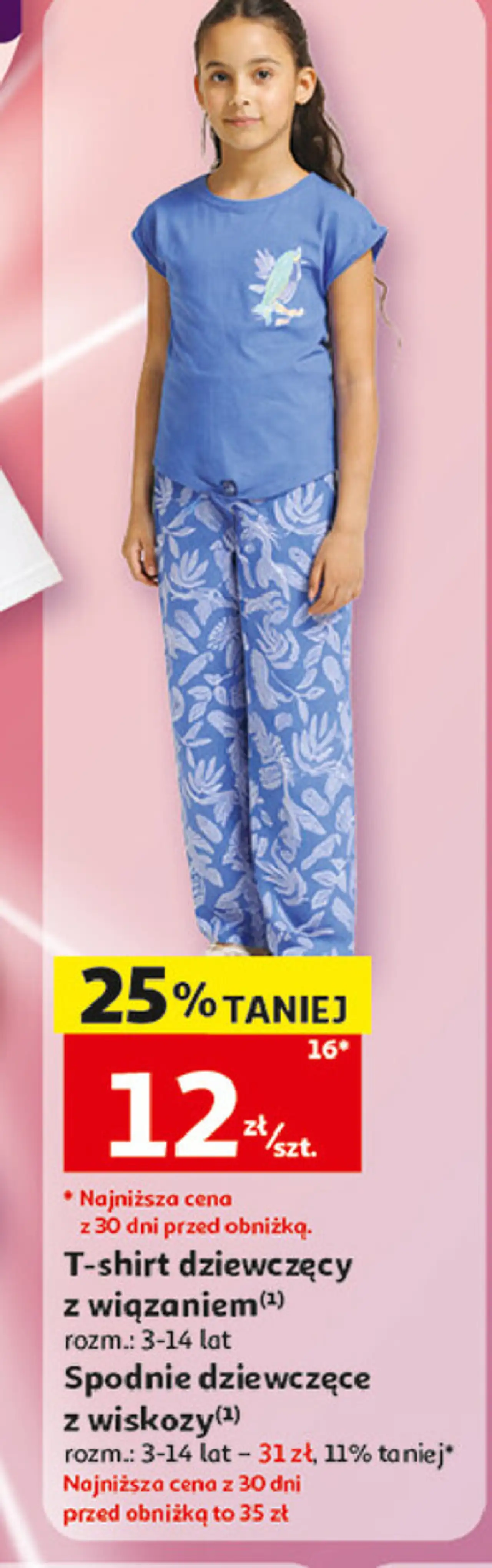 Spodnie dziewczęce z wiskozy 3-14 lat Inextenso By Auchan