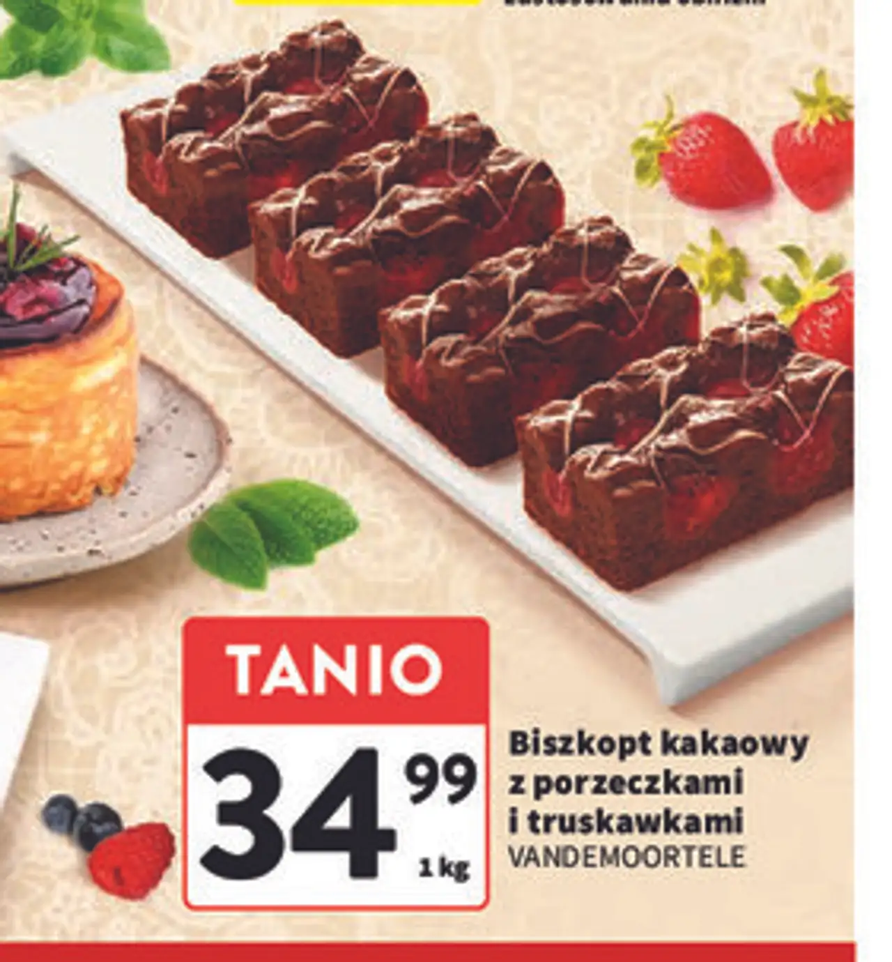 Biszkopt kakaowy z porzeczkami i truskawkami VANDEMOORTELE